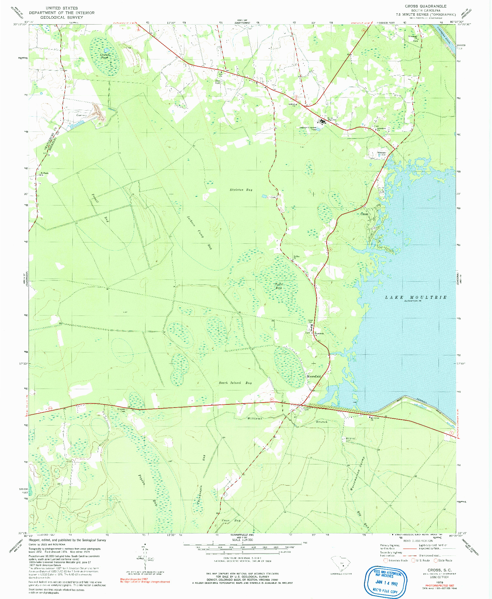 USGS 1:24000-SCALE QUADRANGLE FOR CROSS, SC 1979