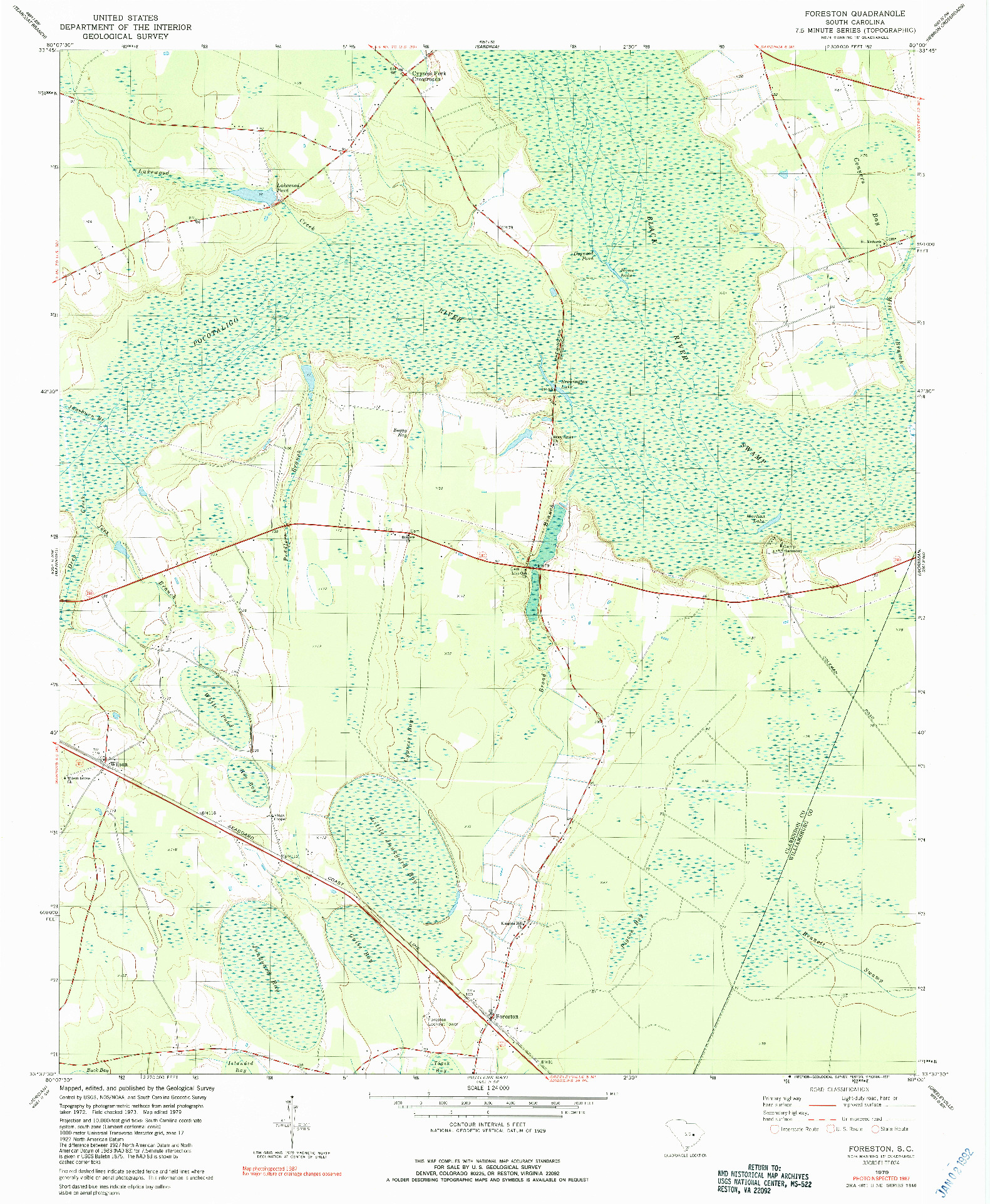 USGS 1:24000-SCALE QUADRANGLE FOR FORESTON, SC 1979