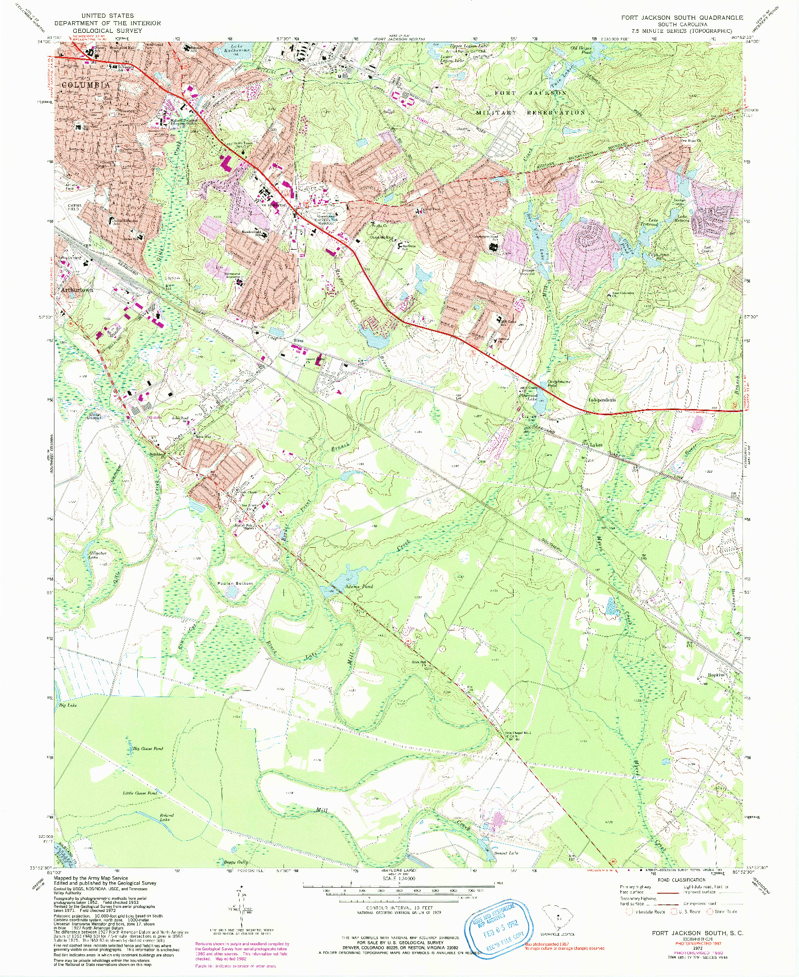 USGS 1:24000-SCALE QUADRANGLE FOR FORT JACKSON SOUTH, SC 1972