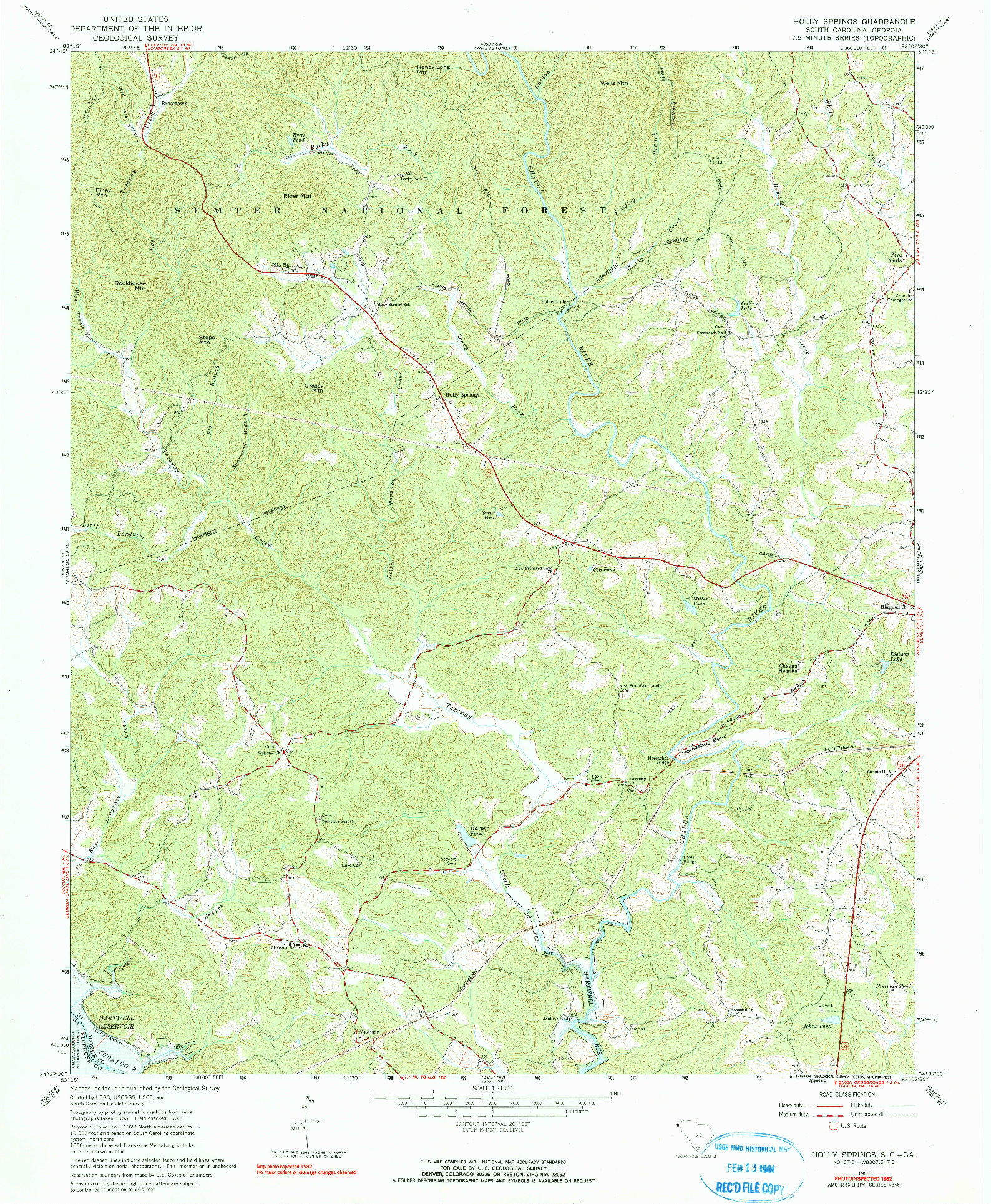 USGS 1:24000-SCALE QUADRANGLE FOR HOLLY SPRINGS, SC 1963