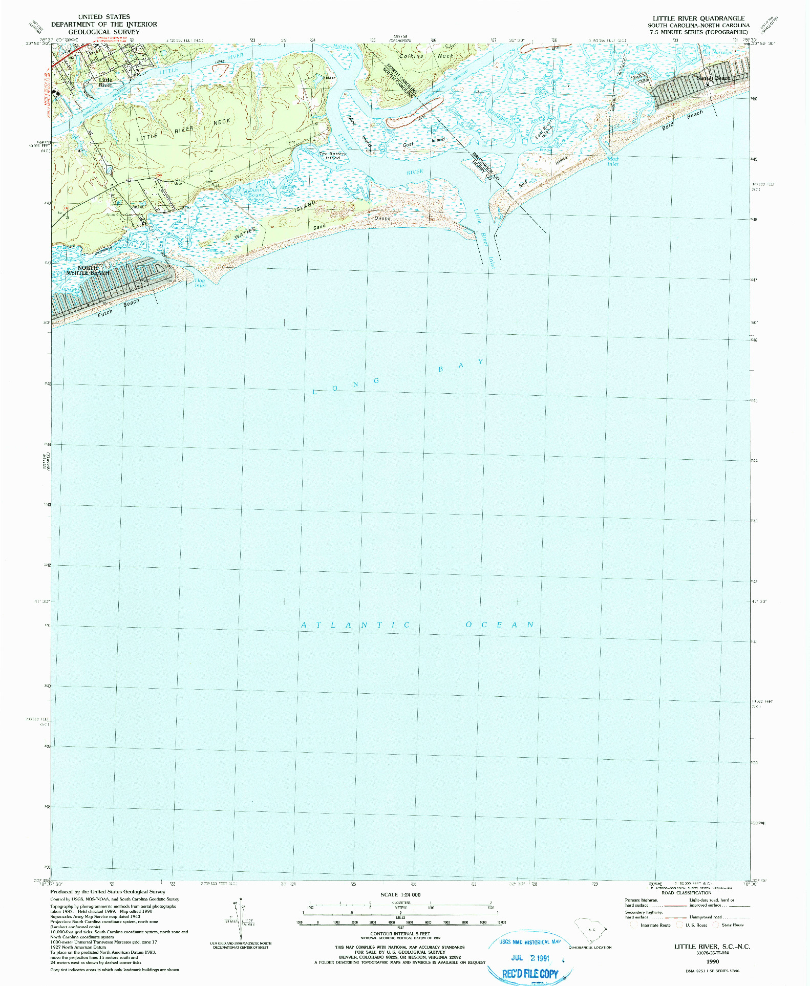 USGS 1:24000-SCALE QUADRANGLE FOR LITTLE RIVER, SC 1990