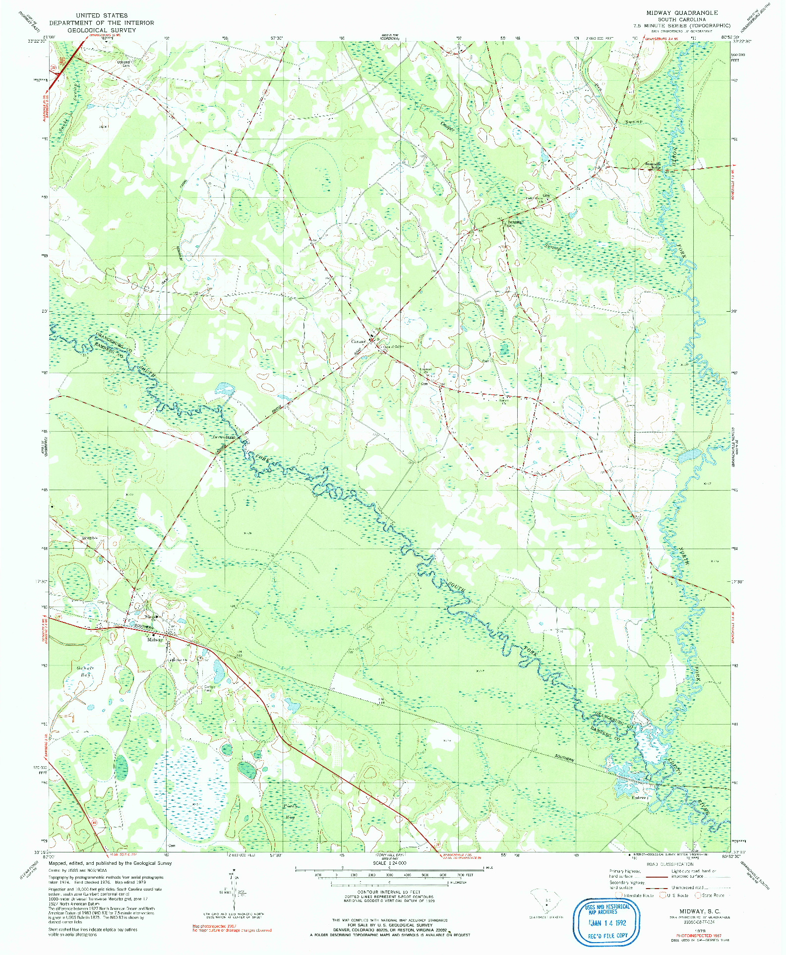 USGS 1:24000-SCALE QUADRANGLE FOR MIDWAY, SC 1979