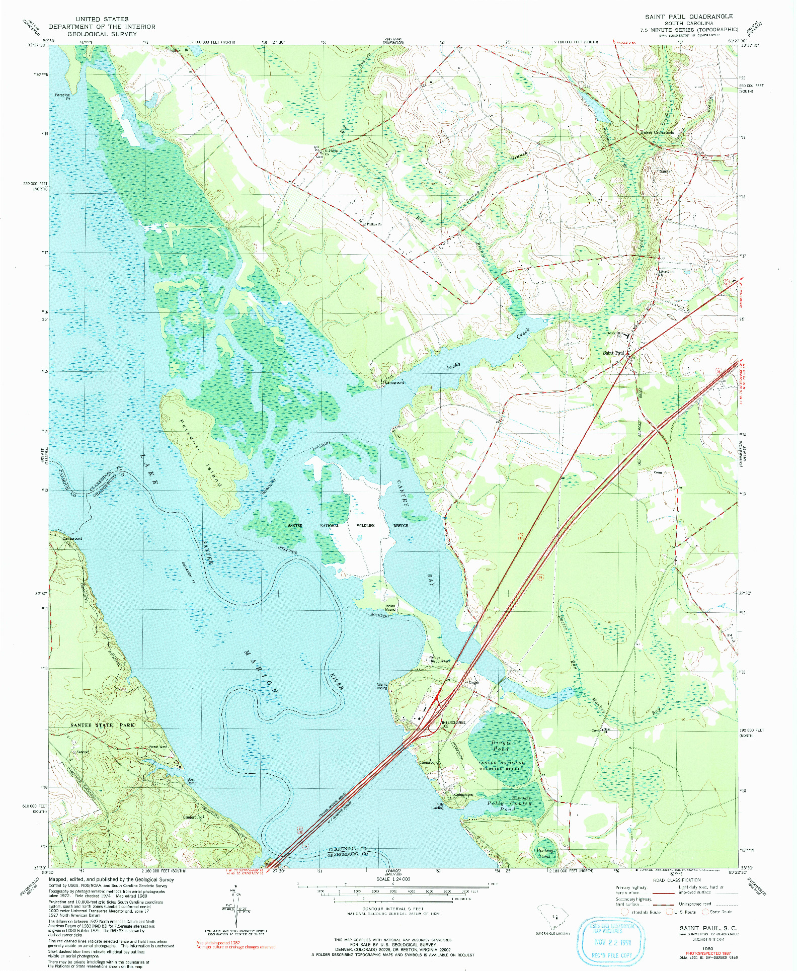 USGS 1:24000-SCALE QUADRANGLE FOR SAINT PAUL, SC 1980