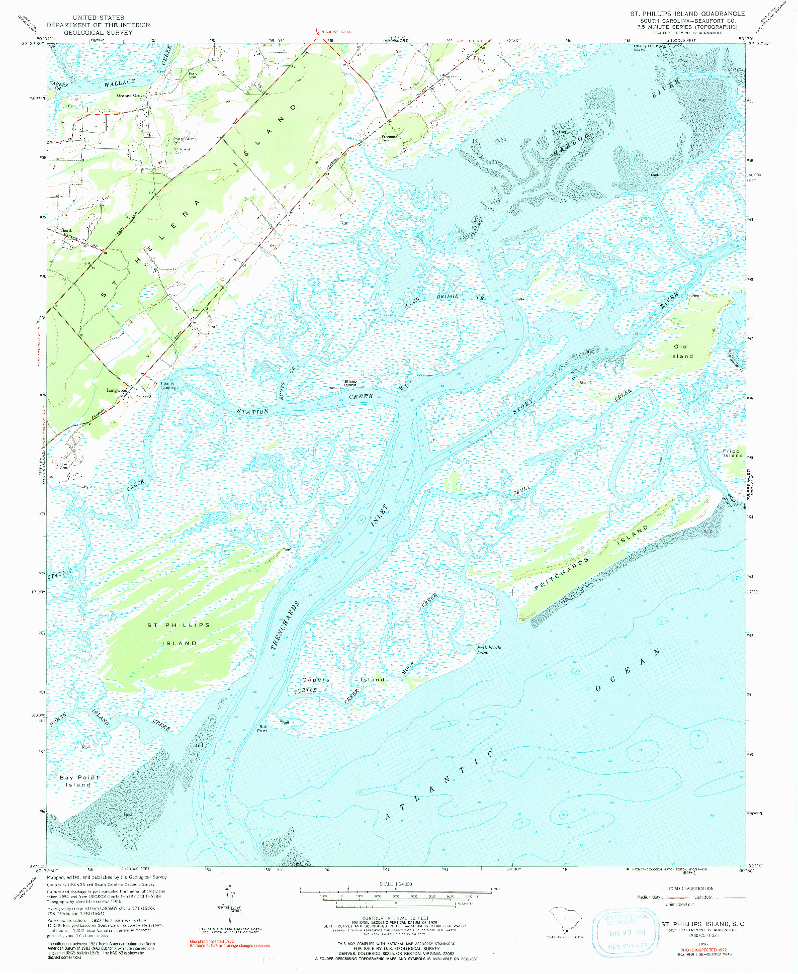 USGS 1:24000-SCALE QUADRANGLE FOR ST. PHILLIPS ISLAND, SC 1956