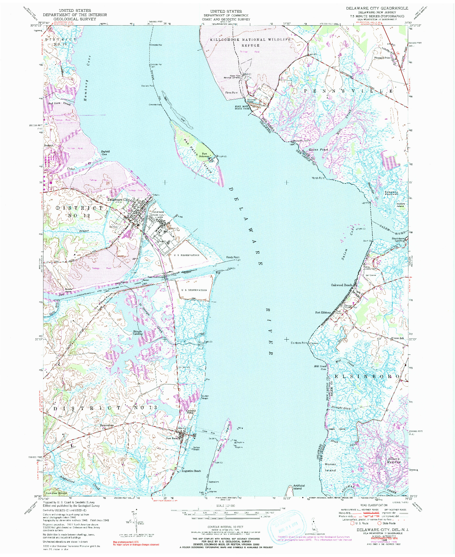 USGS 1:24000-SCALE QUADRANGLE FOR DELAWARE CITY, DE 1948