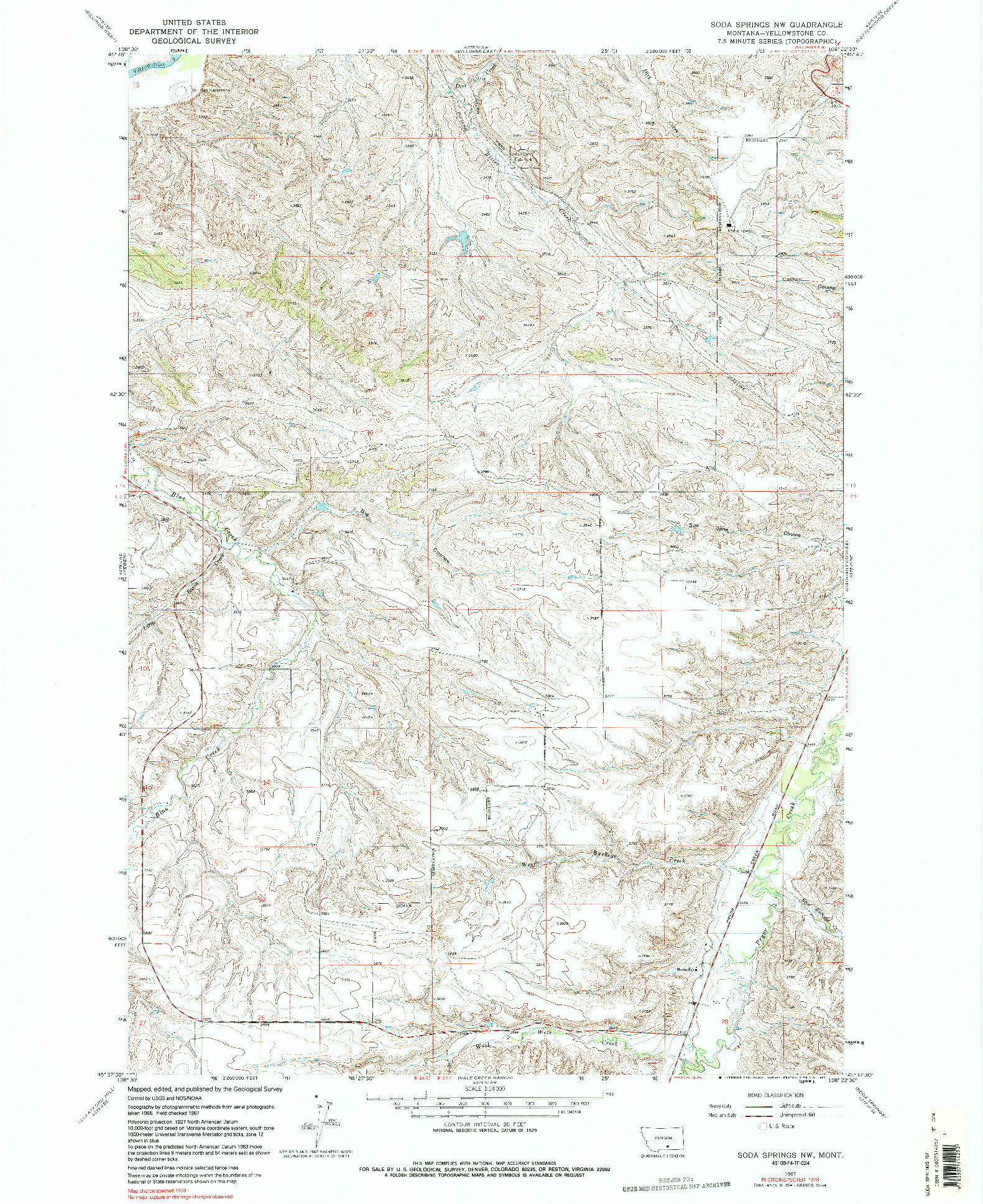 USGS 1:24000-SCALE QUADRANGLE FOR SODA SPRINGS NW, MT 1967