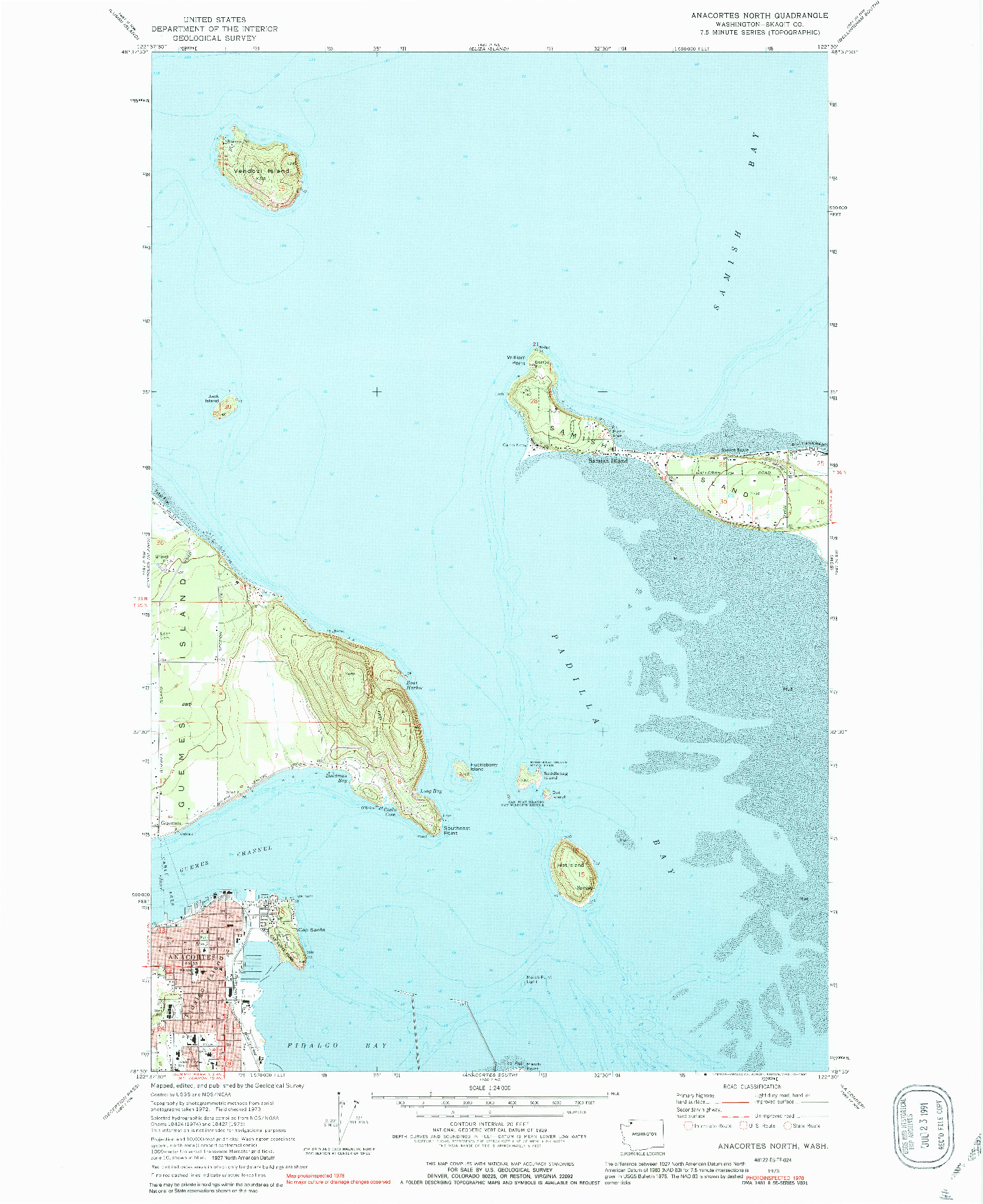 USGS 1:24000-SCALE QUADRANGLE FOR ANACORTES NORTH, WA 1973