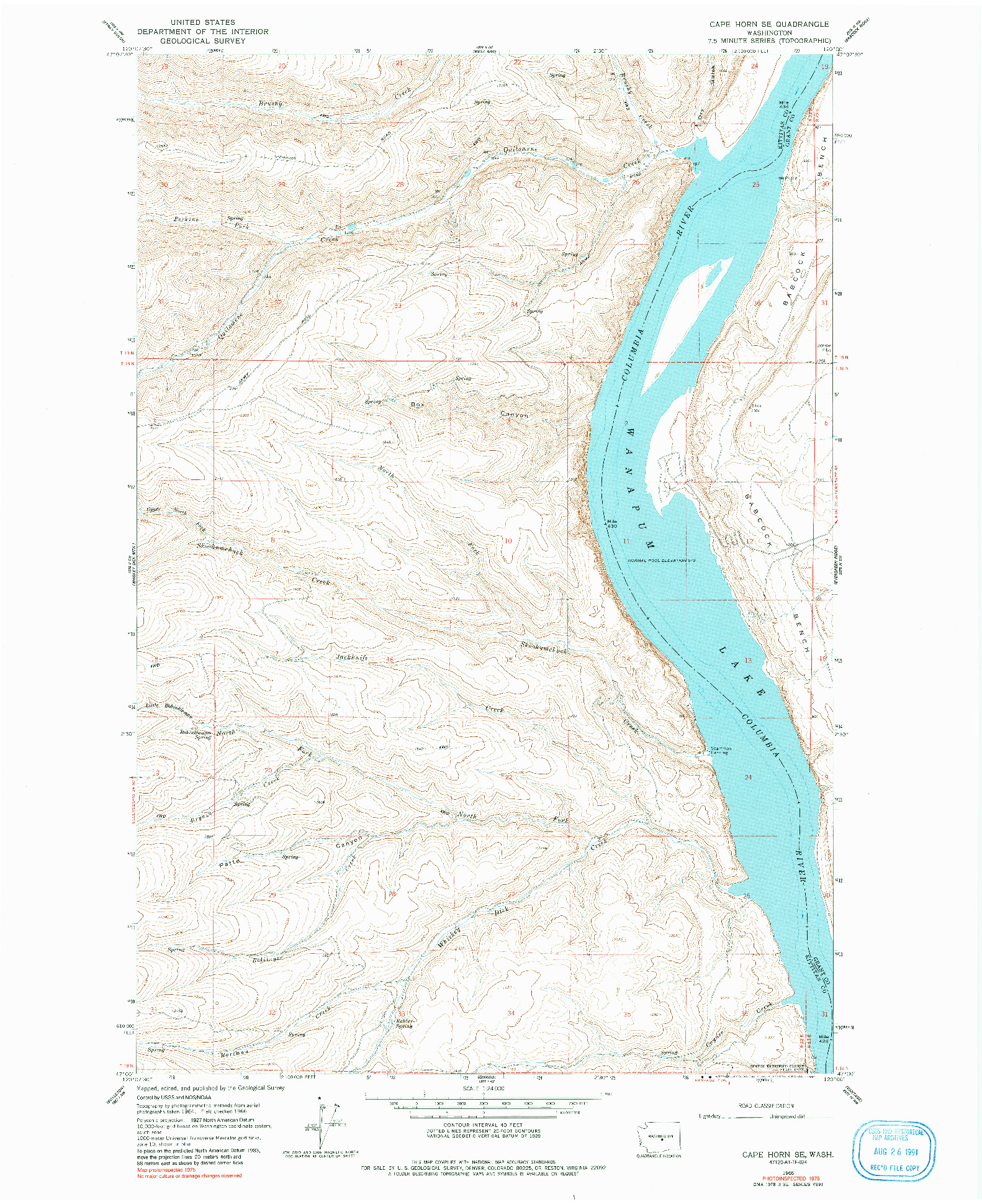 USGS 1:24000-SCALE QUADRANGLE FOR CAPE HORN SE, WA 1966