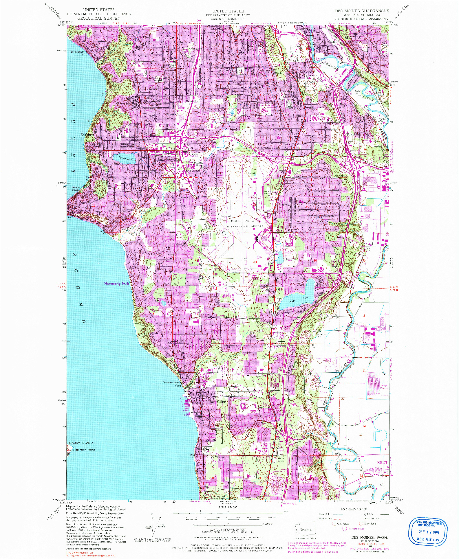 USGS 1:24000-SCALE QUADRANGLE FOR DES MOINES, WA 1949