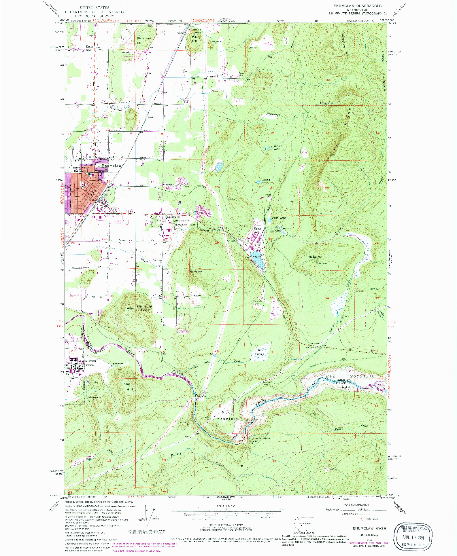 USGS 1:24000-SCALE QUADRANGLE FOR ENUMCLAW, WA 1956