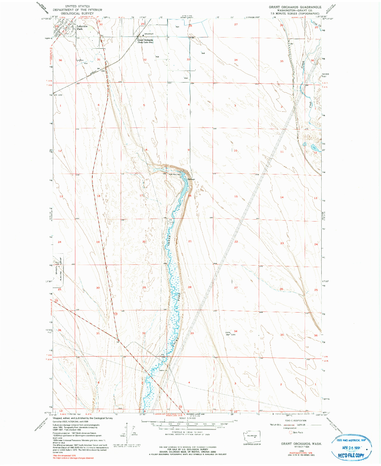 USGS 1:24000-SCALE QUADRANGLE FOR GRANT ORCHARDS, WA 1956