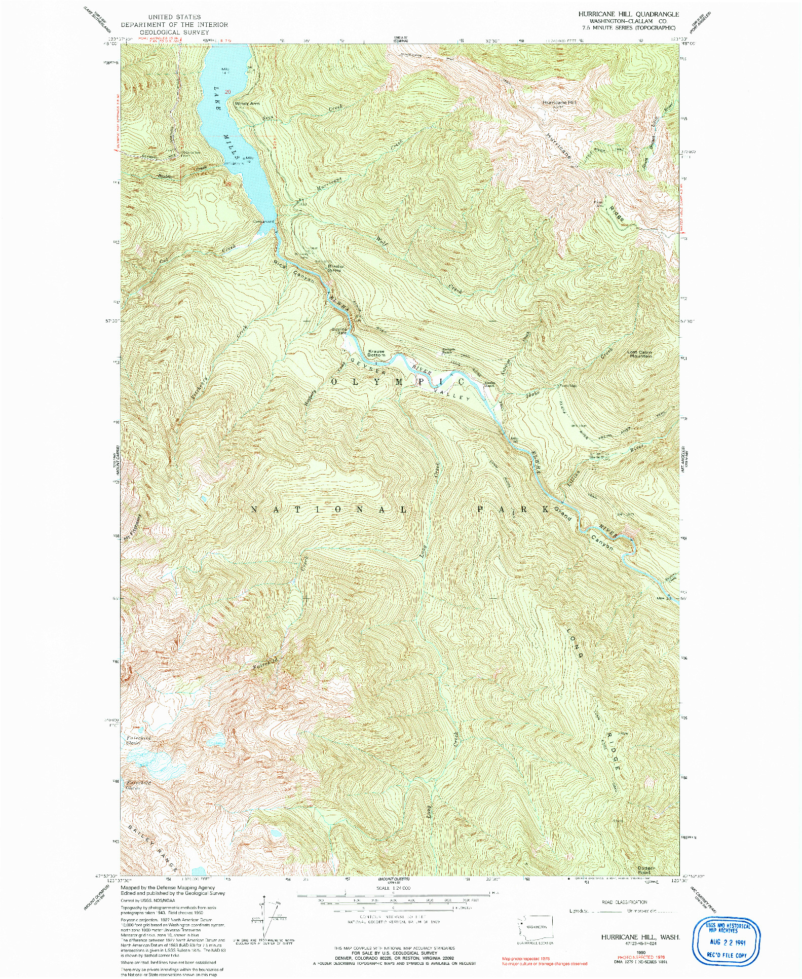 USGS 1:24000-SCALE QUADRANGLE FOR HURRICANE HILL, WA 1950