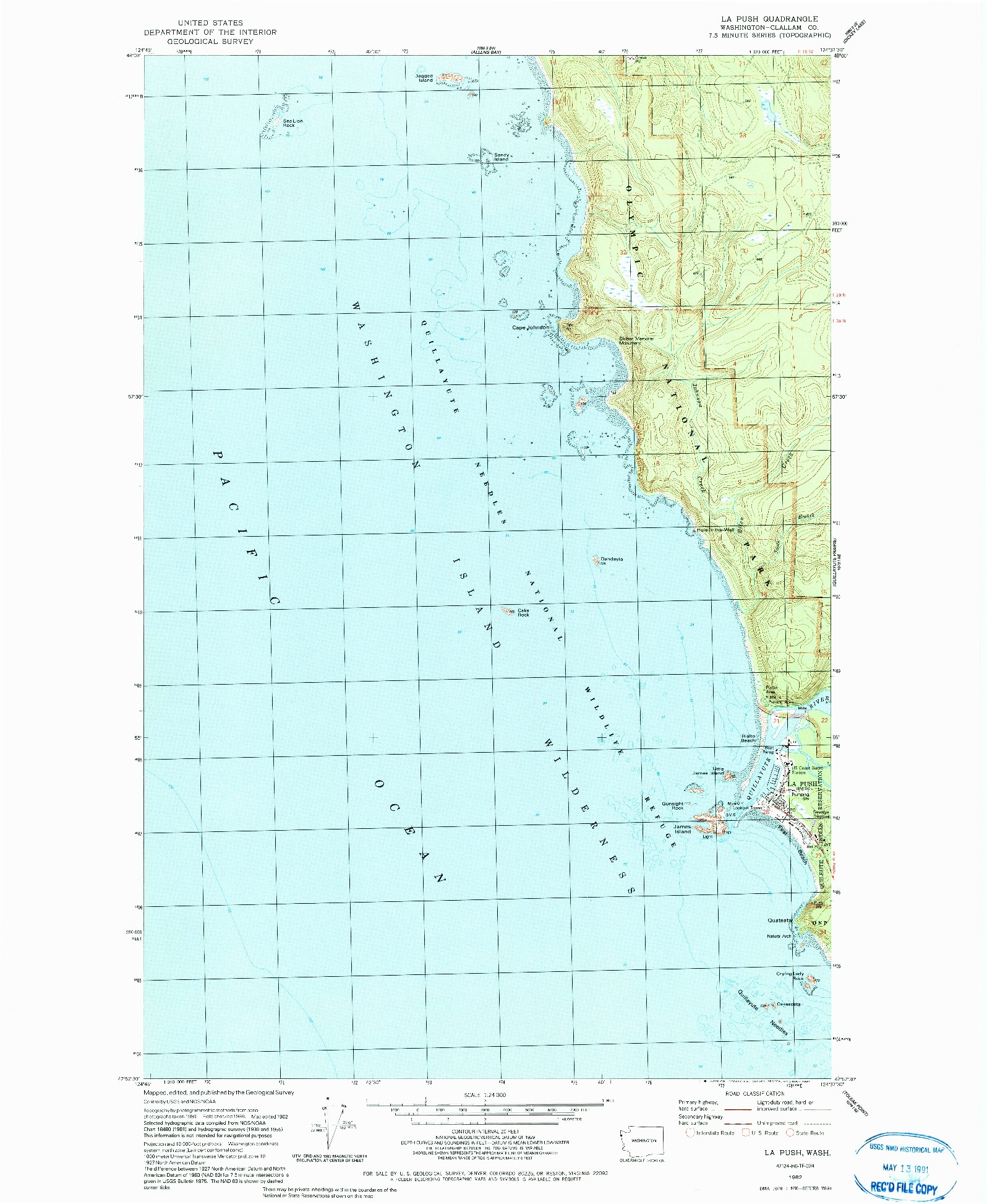 USGS 1:24000-SCALE QUADRANGLE FOR LA PUSH, WA 1982