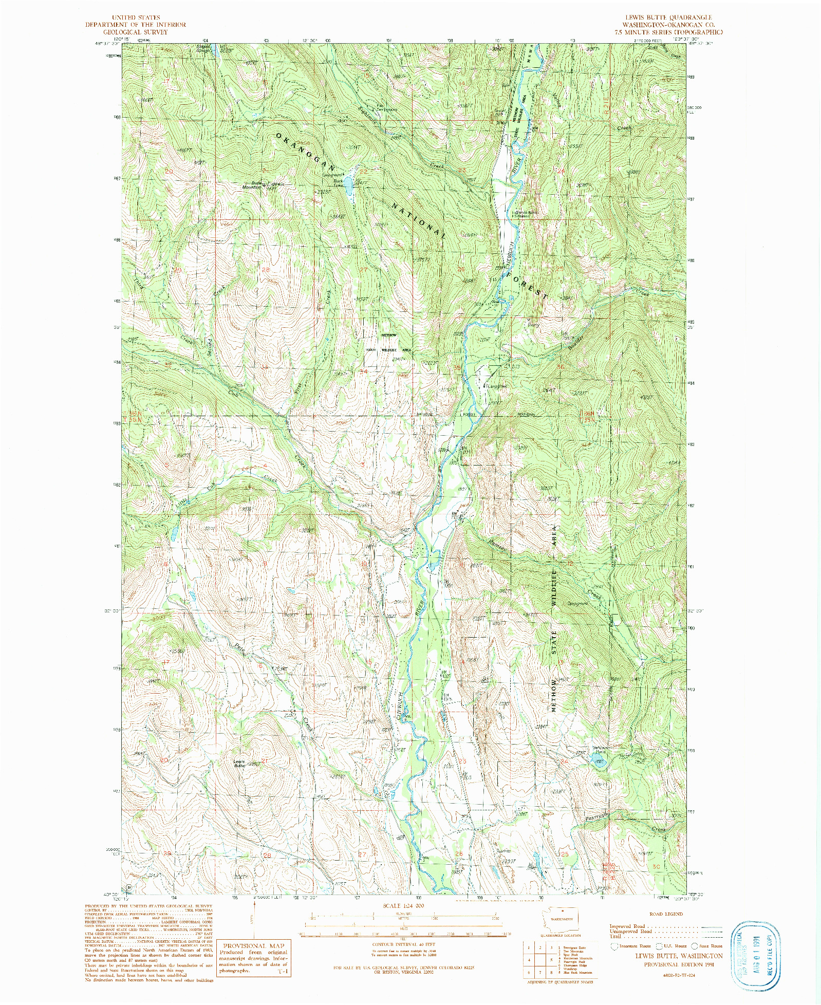 USGS 1:24000-SCALE QUADRANGLE FOR LEWIS BUTTE, WA 1991
