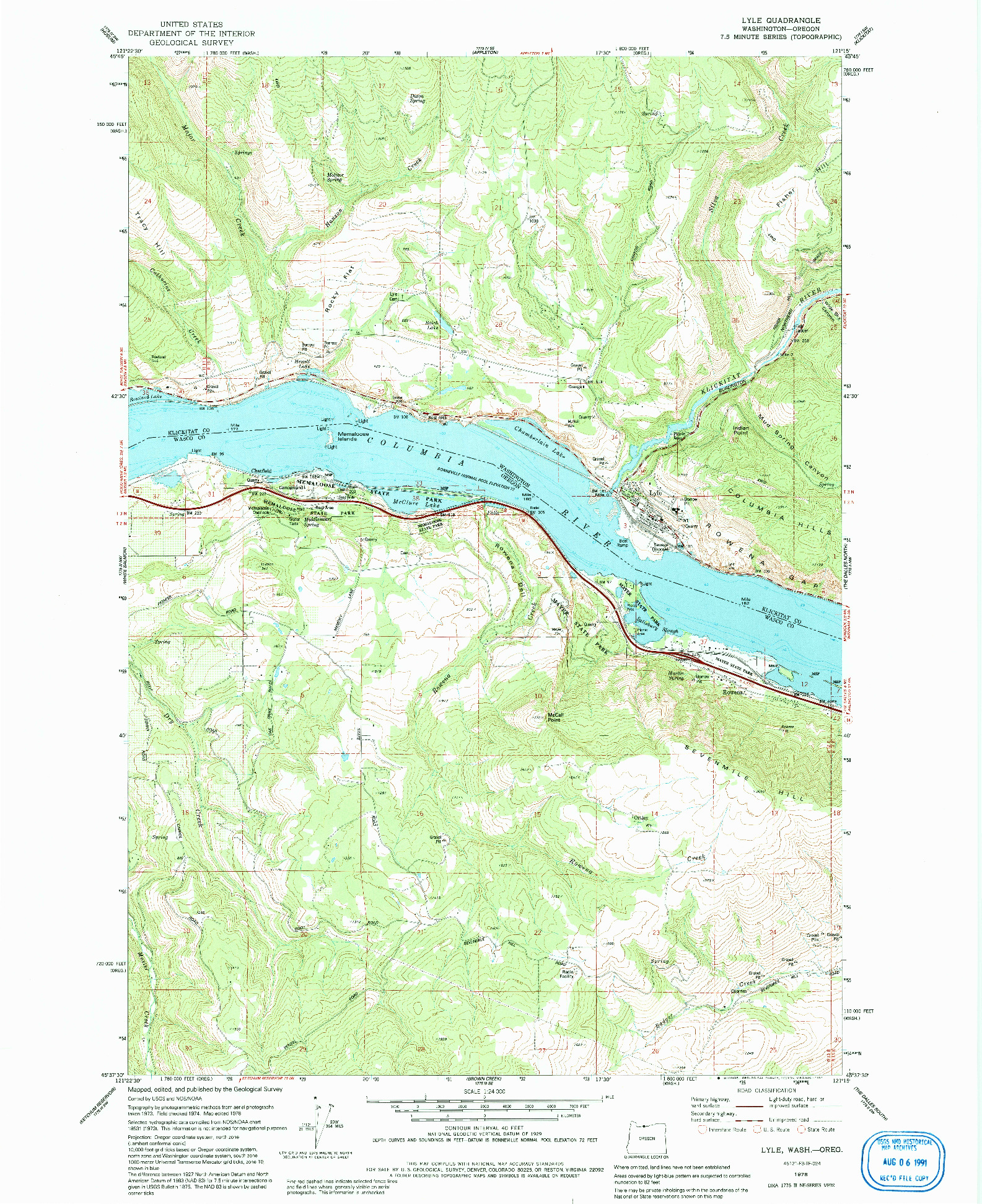 USGS 1:24000-SCALE QUADRANGLE FOR LYLE, WA 1978