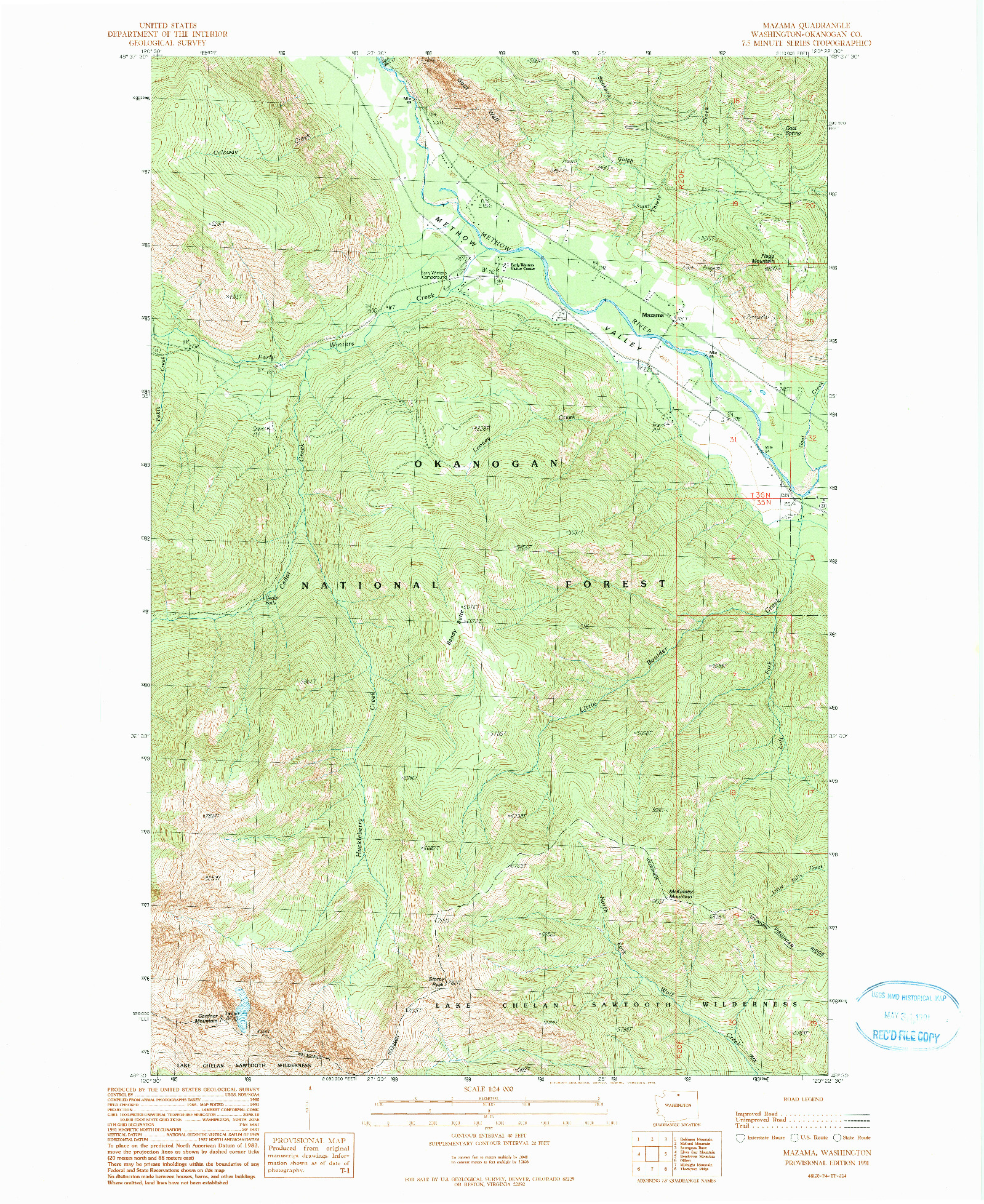 USGS 1:24000-SCALE QUADRANGLE FOR MAZAMA, WA 1991