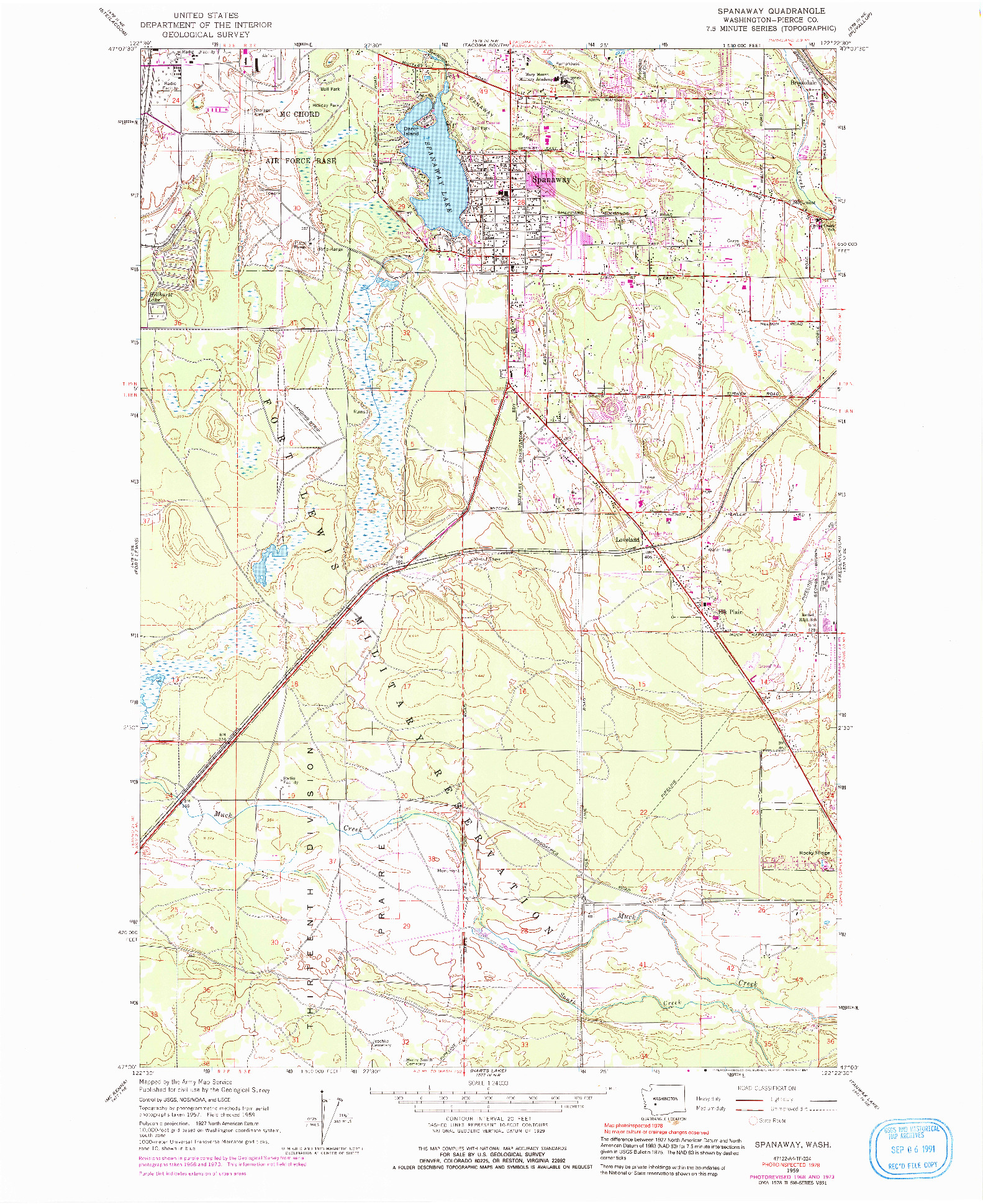 USGS 1:24000-SCALE QUADRANGLE FOR SPANAWAY, WA 1959