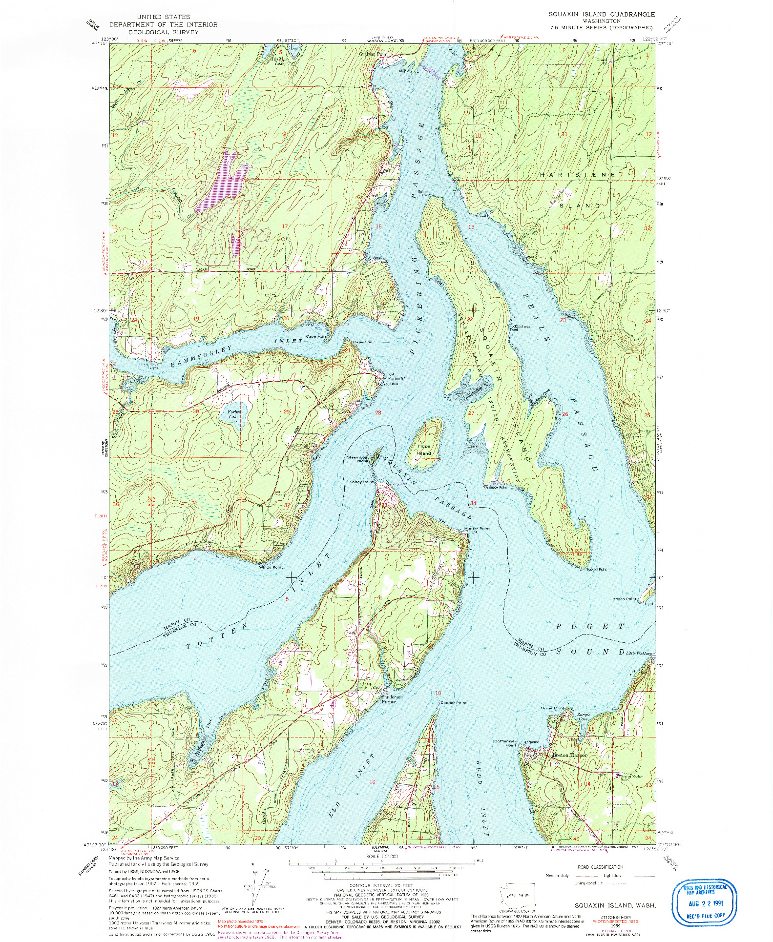 USGS 1:24000-SCALE QUADRANGLE FOR SQUAXIN ISLAND, WA 1959