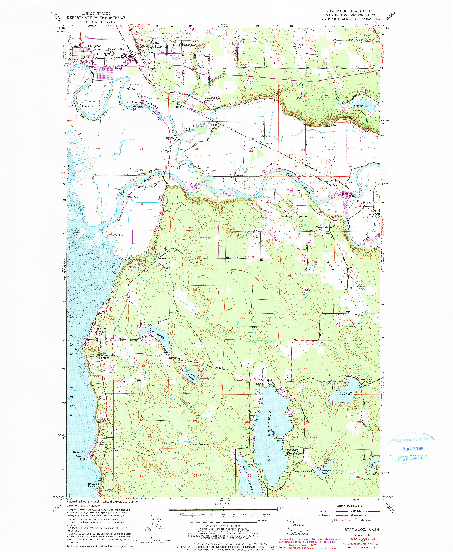 USGS 1:24000-SCALE QUADRANGLE FOR STANWOOD, WA 1956