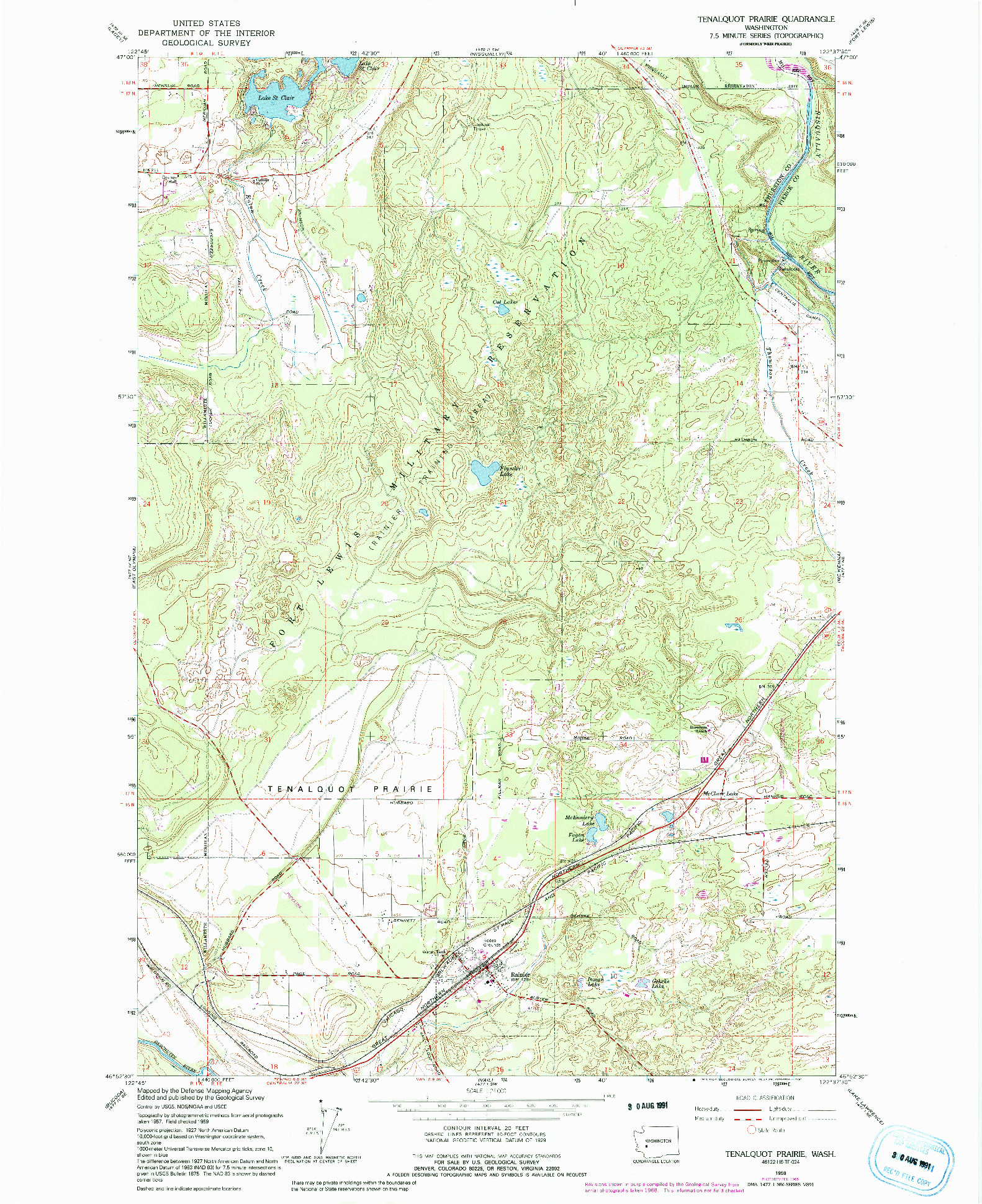 USGS 1:24000-SCALE QUADRANGLE FOR TENALQUOT PRAIRIE, WA 1959