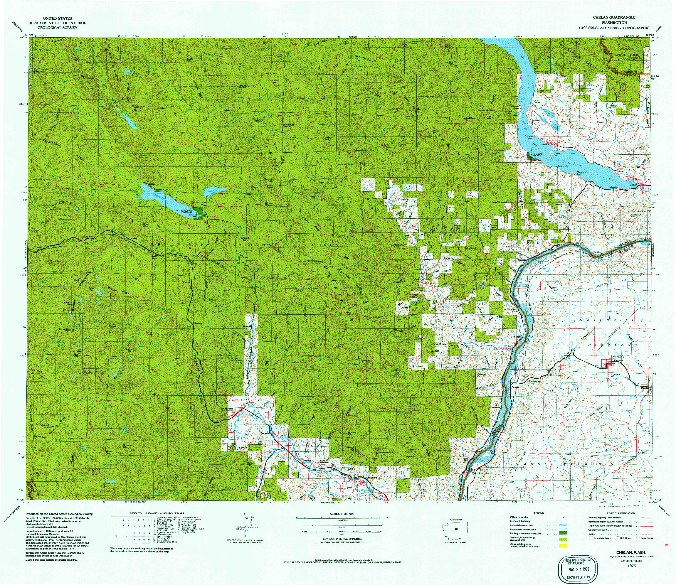 USGS 1:100000-SCALE QUADRANGLE FOR CHELAN, WA 1975