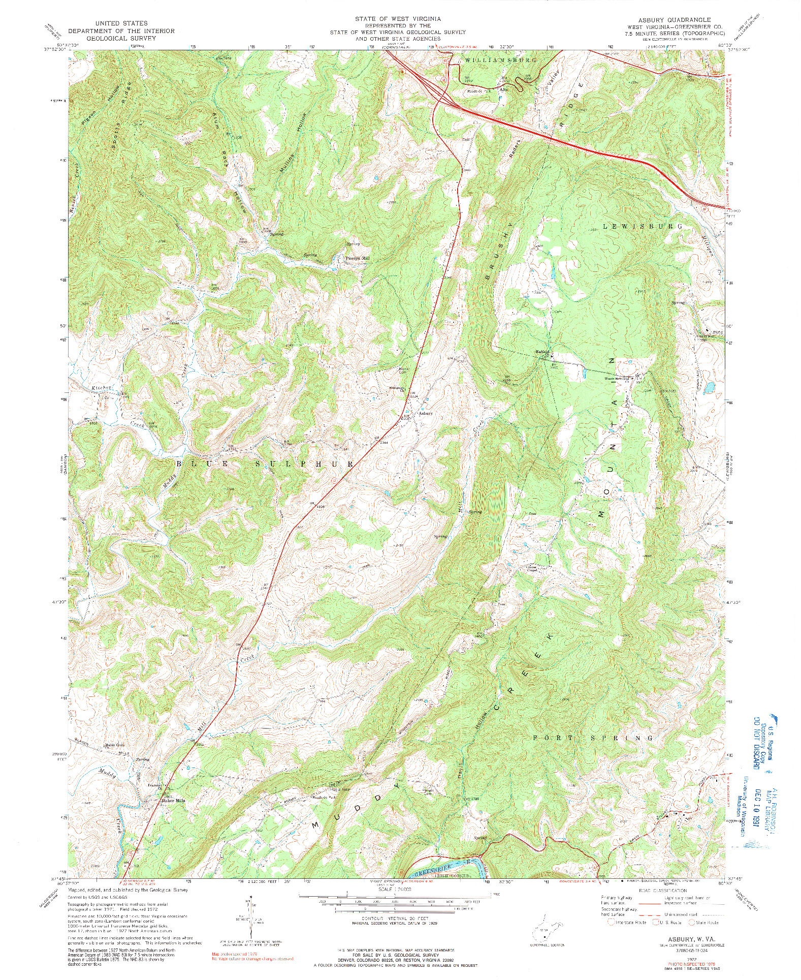 USGS 1:24000-SCALE QUADRANGLE FOR ASBURY, WV 1972