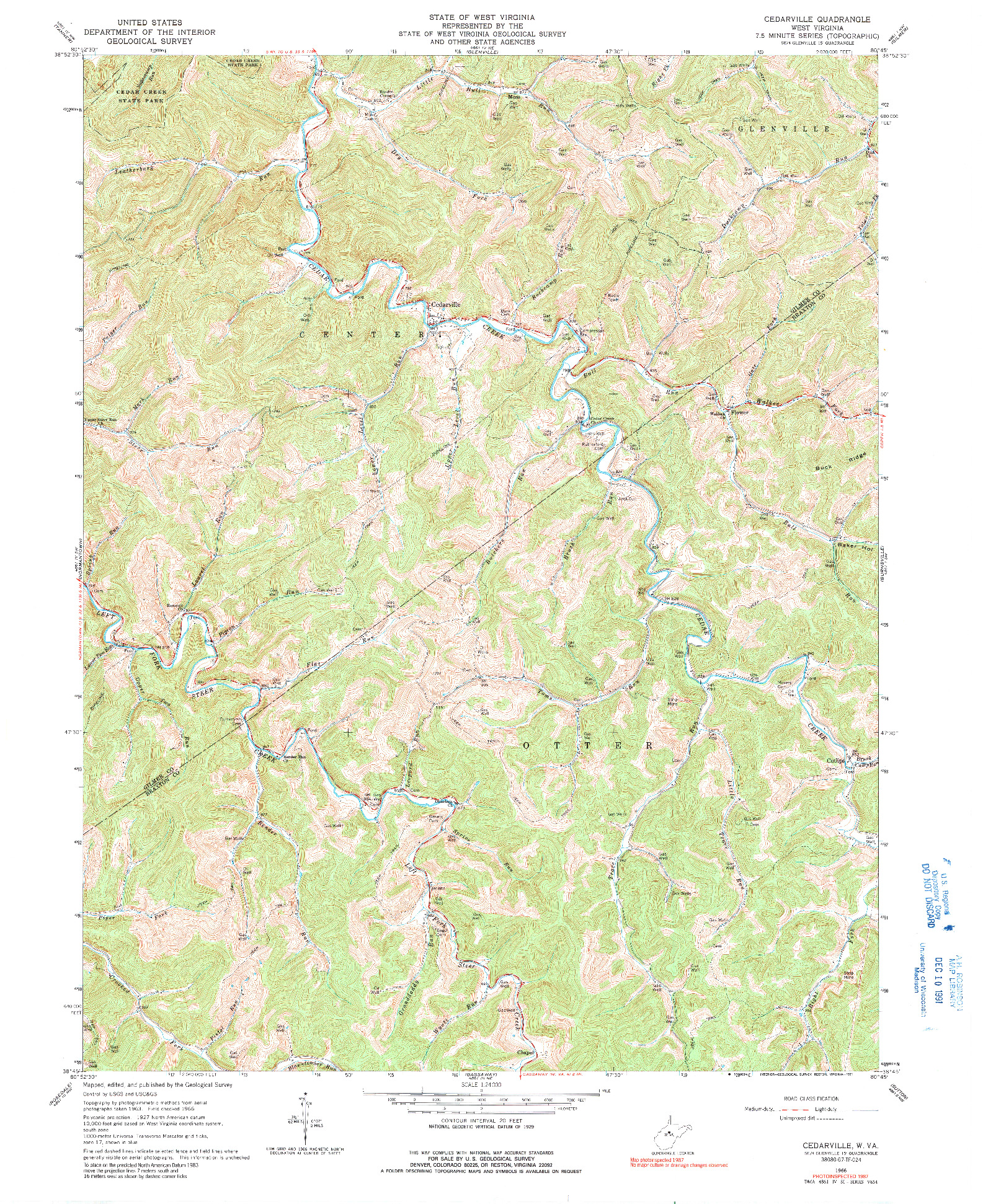 USGS 1:24000-SCALE QUADRANGLE FOR CEDARVILLE, WV 1966