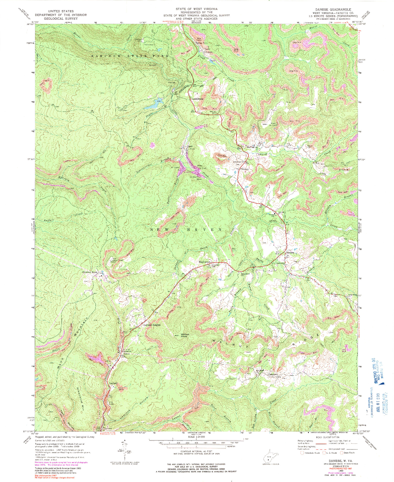USGS 1:24000-SCALE QUADRANGLE FOR DANESE, WV 1969