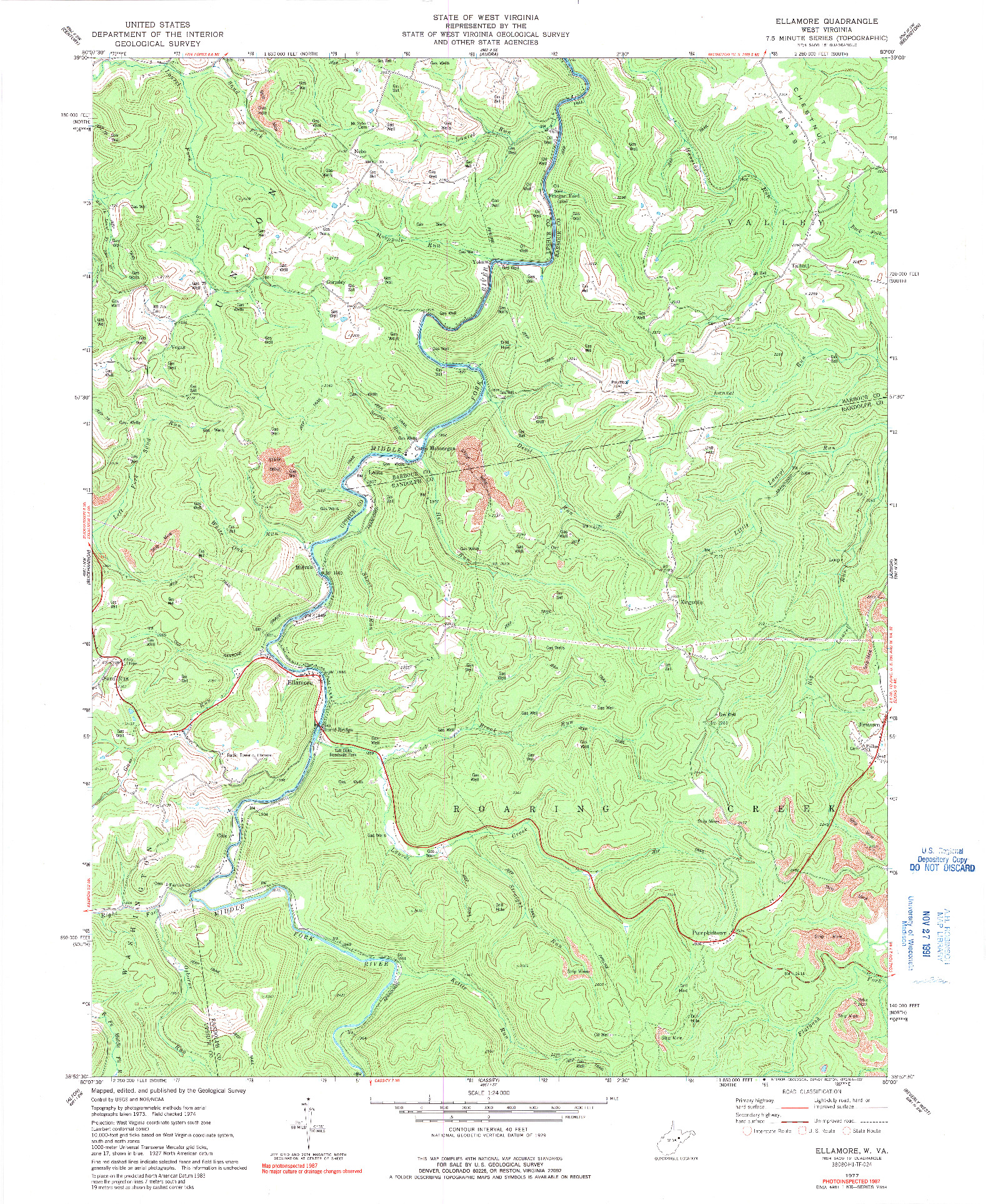 USGS 1:24000-SCALE QUADRANGLE FOR ELLAMORE, WV 1977