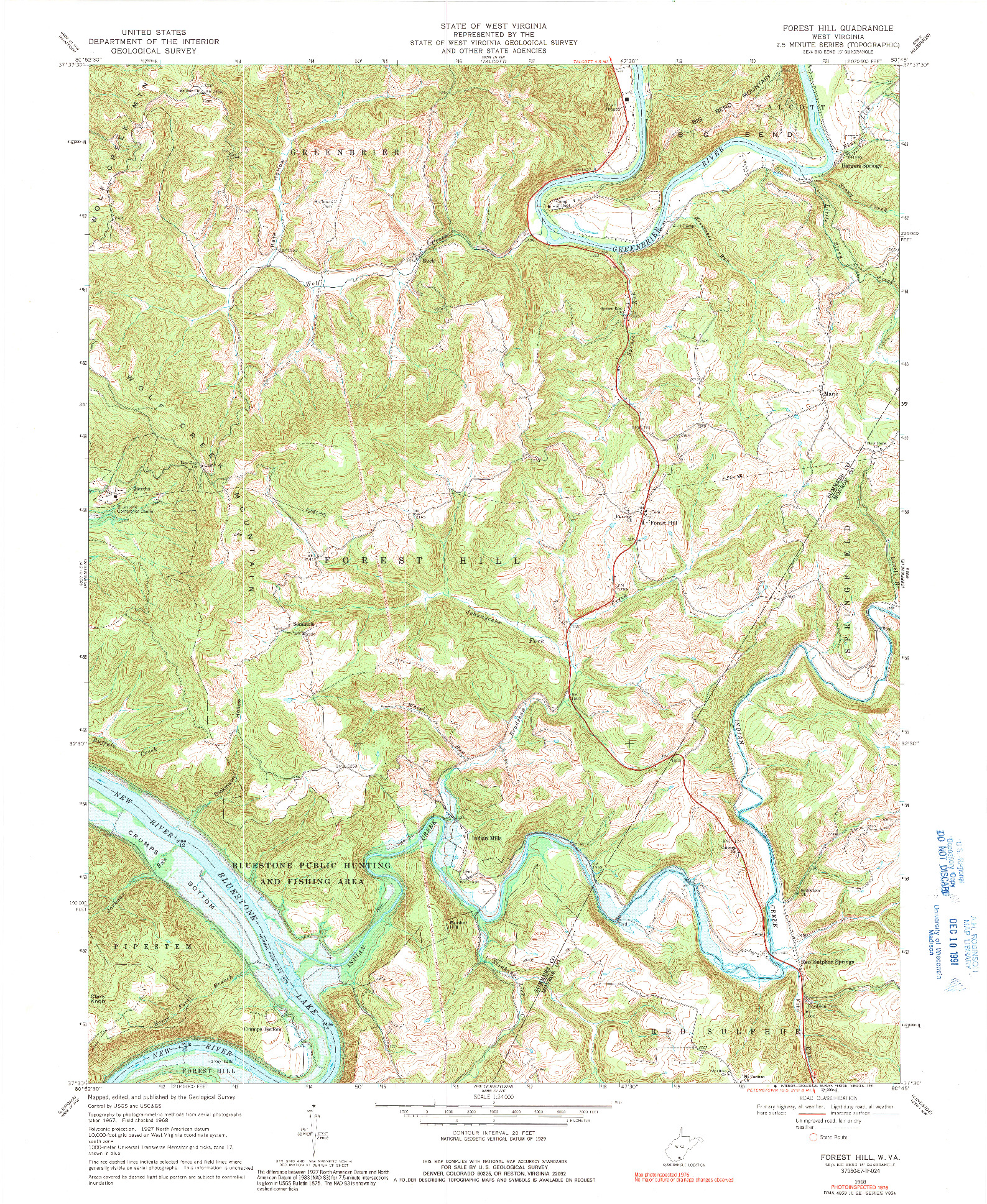 USGS 1:24000-SCALE QUADRANGLE FOR FOREST HILL, WV 1968