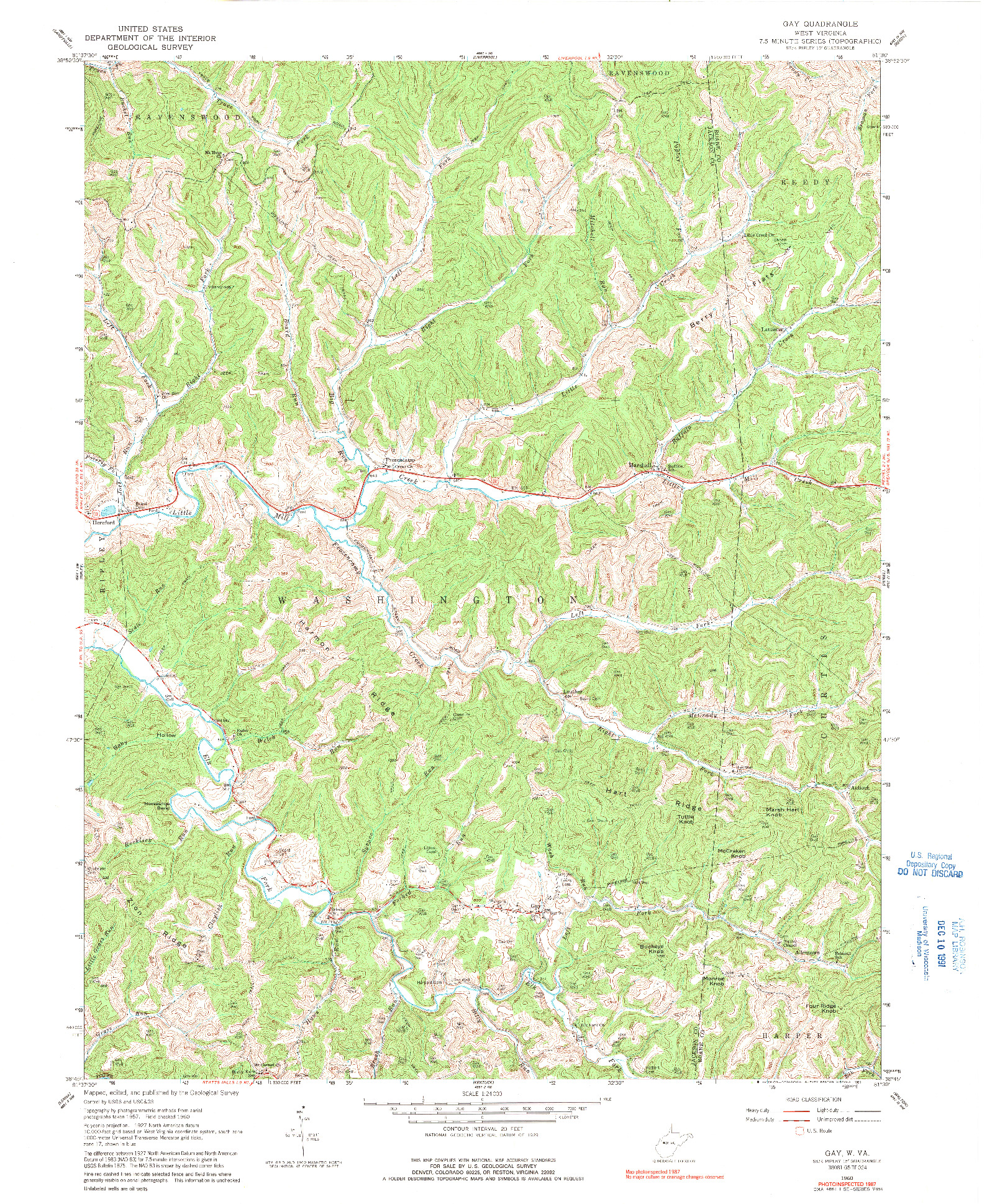 USGS 1:24000-SCALE QUADRANGLE FOR GAY, WV 1960