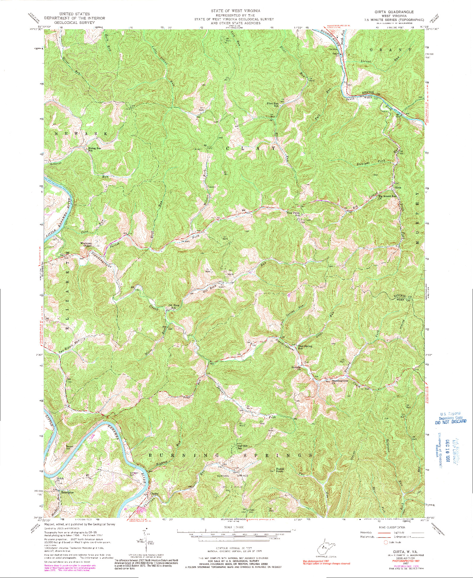 USGS 1:24000-SCALE QUADRANGLE FOR GIRTA, WV 1957