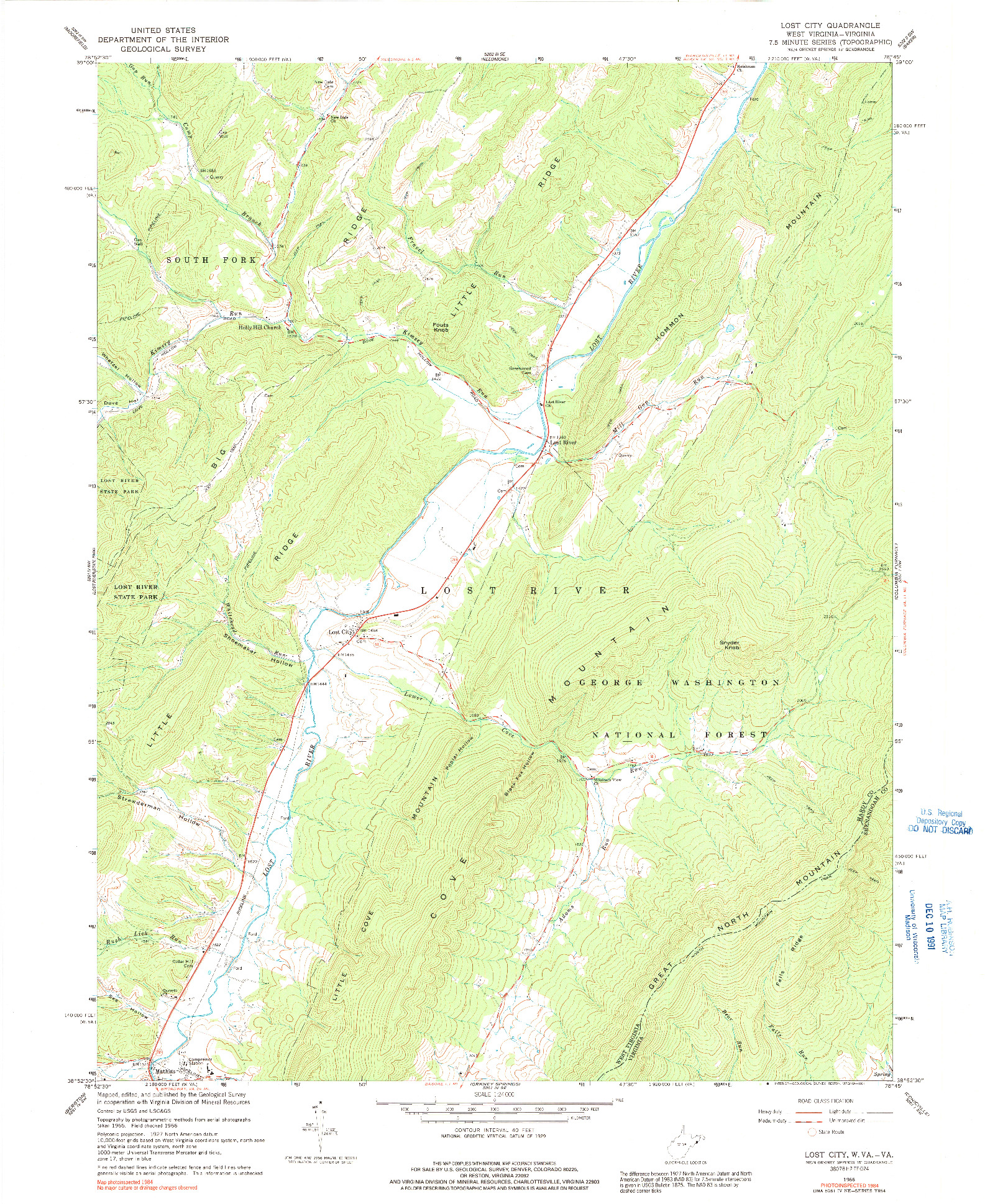 USGS 1:24000-SCALE QUADRANGLE FOR LOST CITY, WV 1966