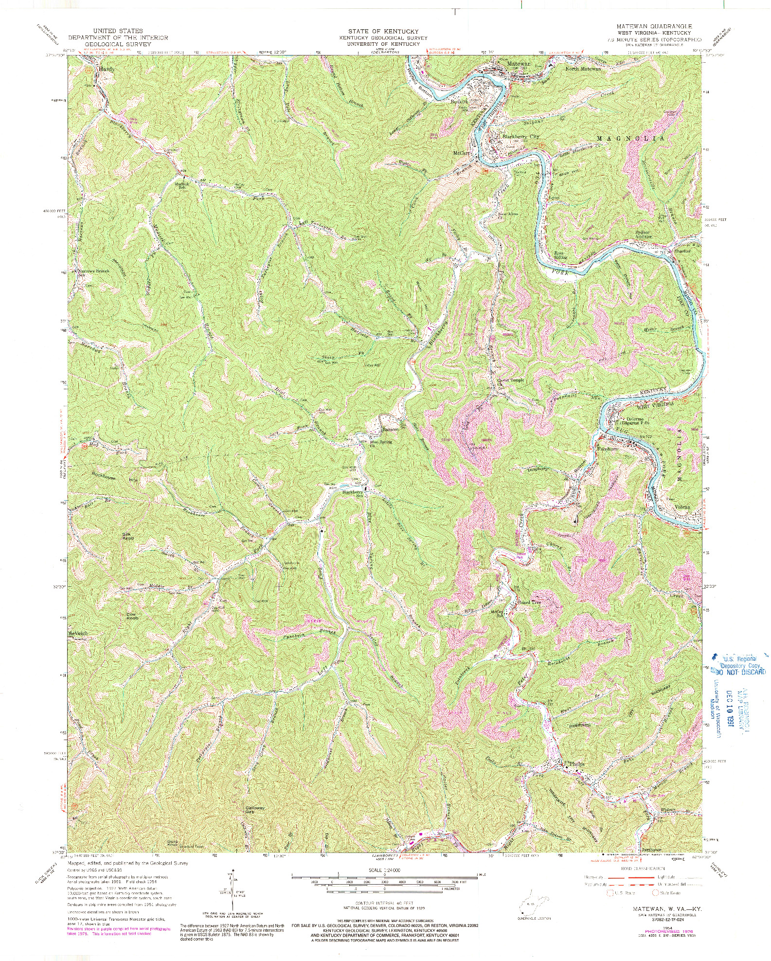 USGS 1:24000-SCALE QUADRANGLE FOR MATEWAN, WV 1954
