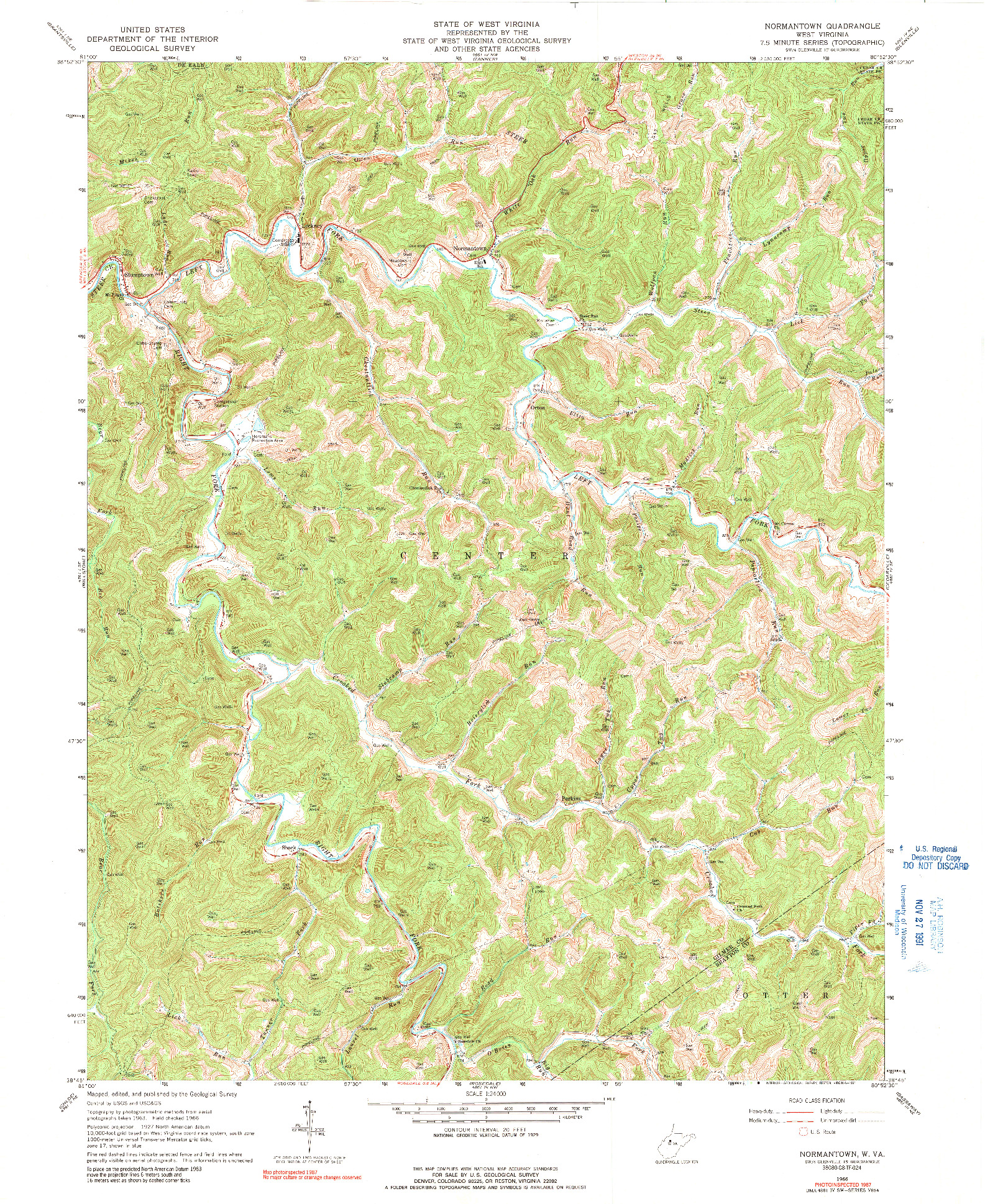 USGS 1:24000-SCALE QUADRANGLE FOR NORMANTOWN, WV 1966