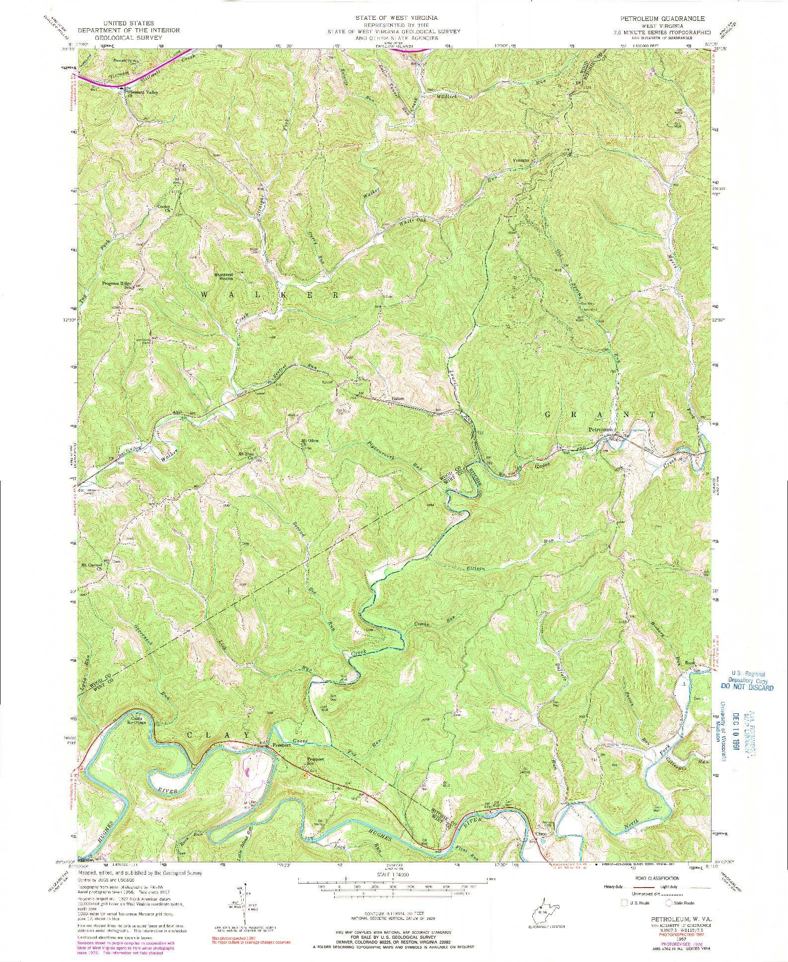 USGS 1:24000-SCALE QUADRANGLE FOR PETROLEUM, WV 1957