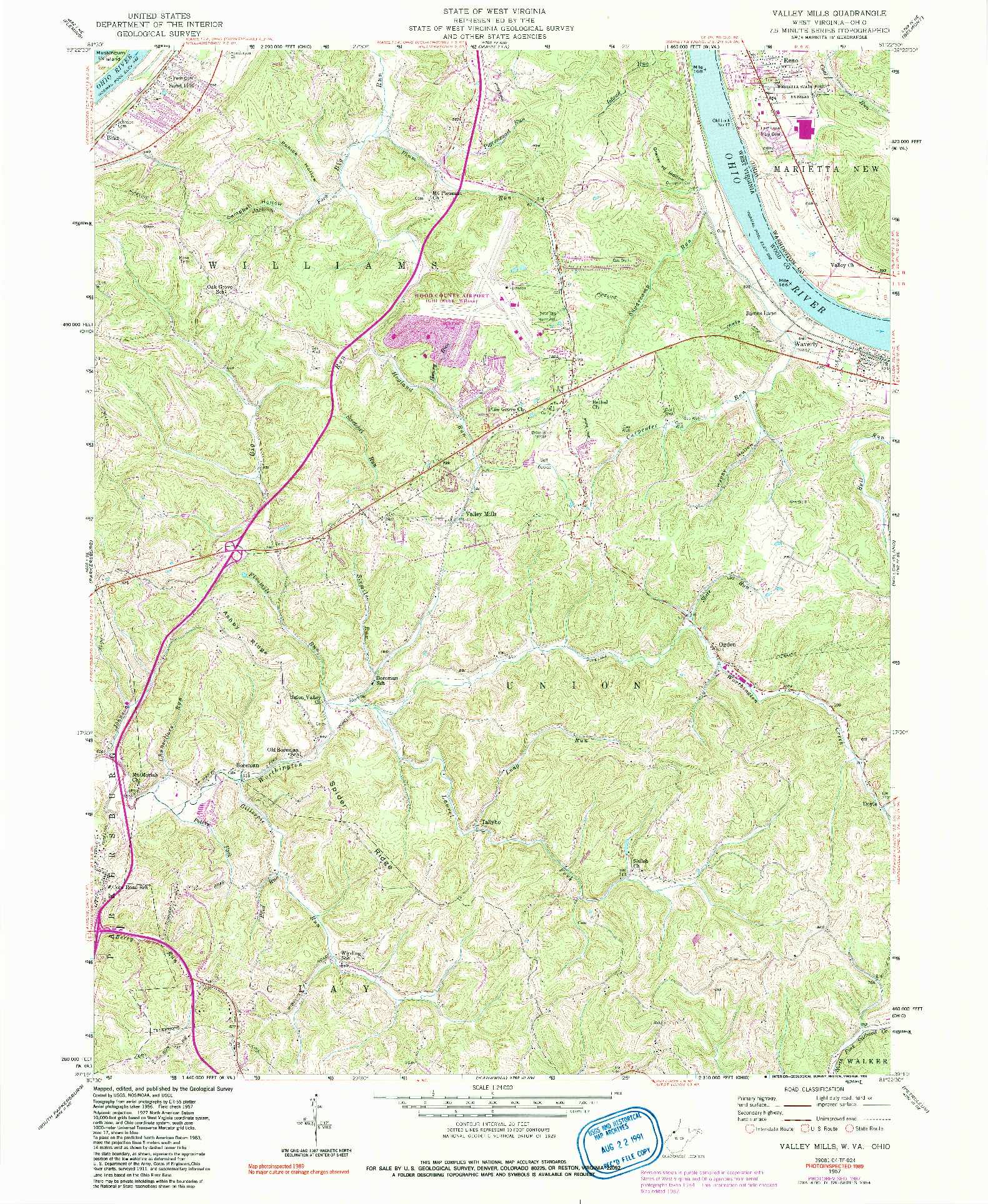USGS 1:24000-SCALE QUADRANGLE FOR VALLEY MILLS, WV 1957