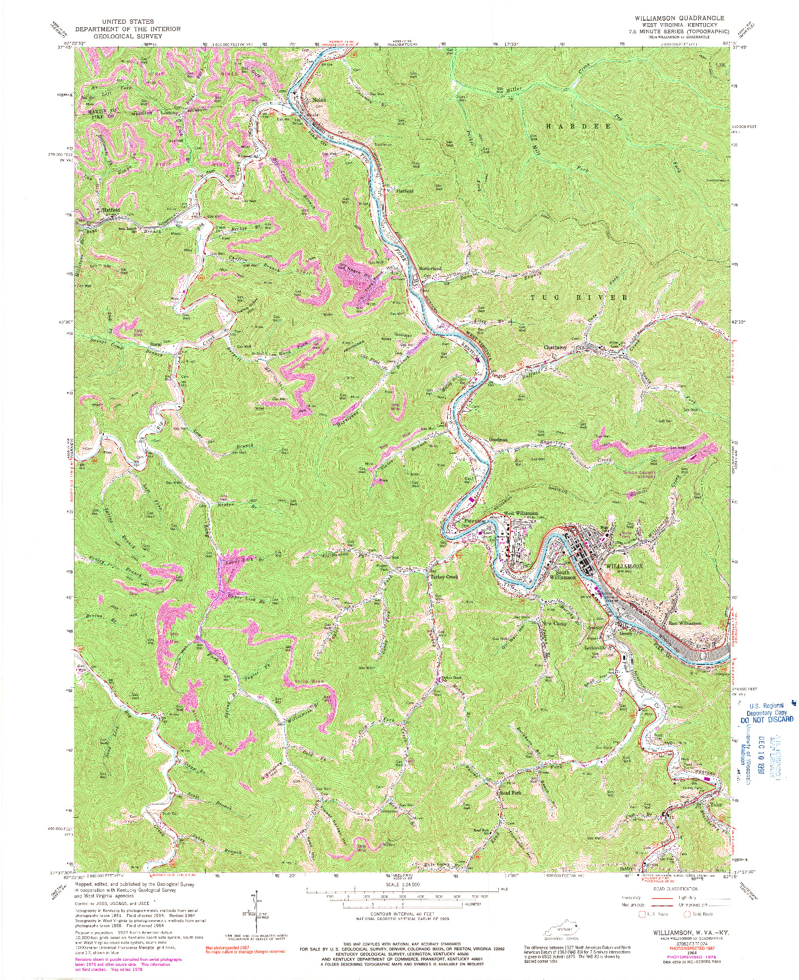USGS 1:24000-SCALE QUADRANGLE FOR WILLIAMSON, WV 1964