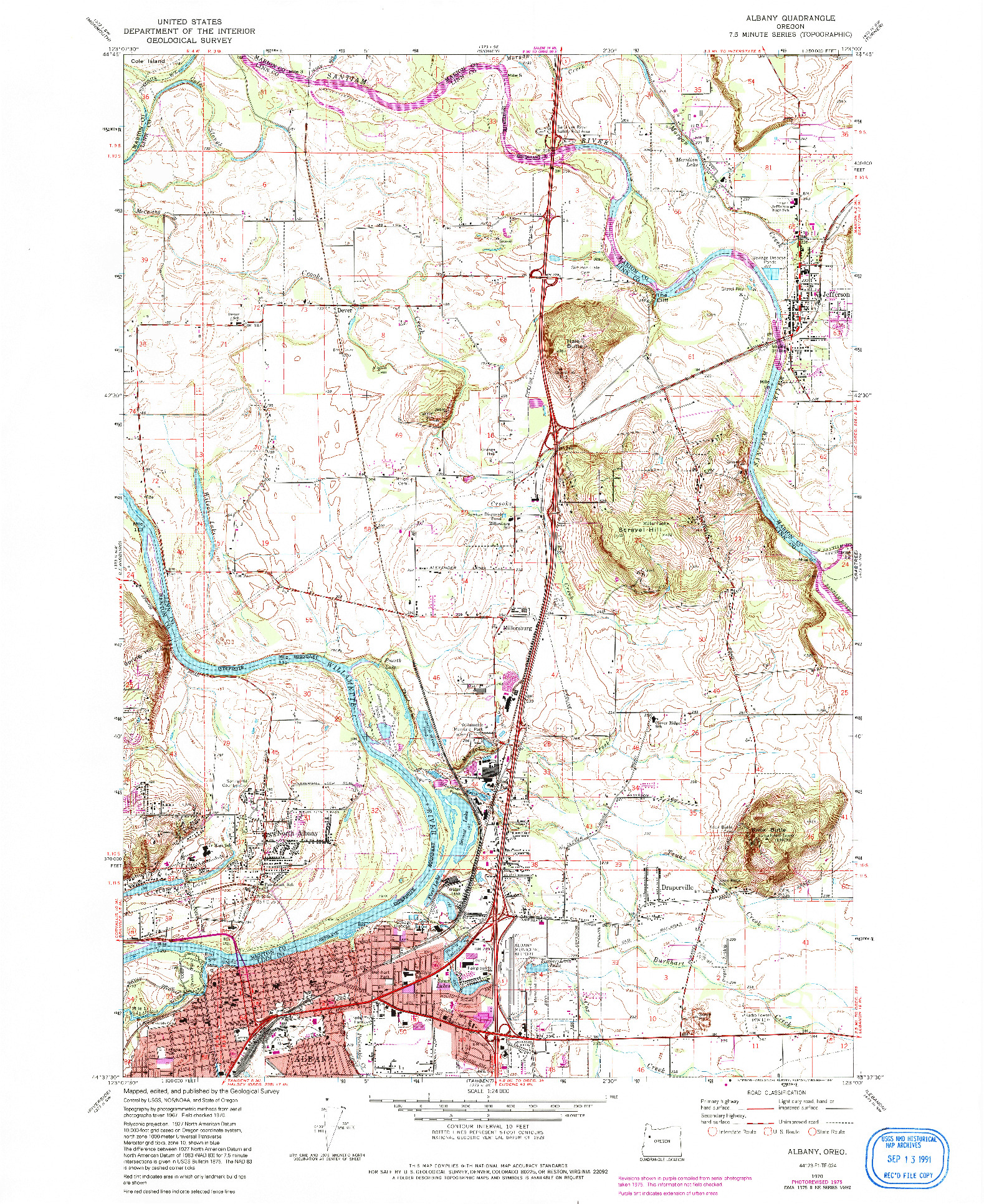 USGS 1:24000-SCALE QUADRANGLE FOR ALBANY, OR 1970