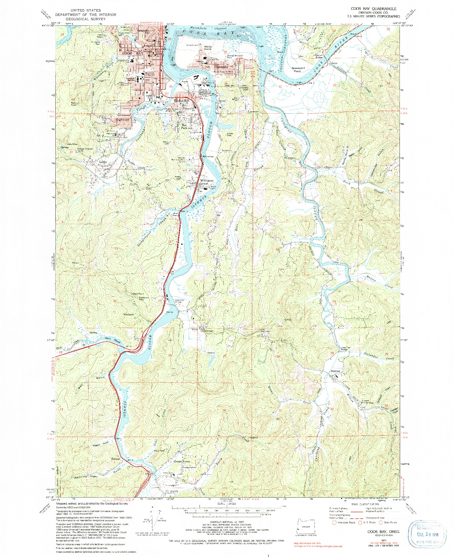 USGS 1:24000-SCALE QUADRANGLE FOR COOS BAY, OR 1971