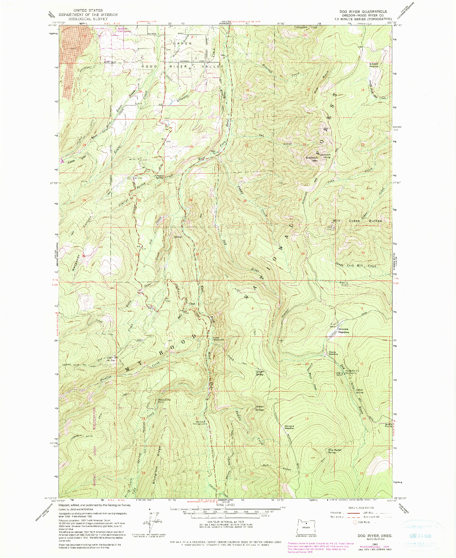 USGS 1:24000-SCALE QUADRANGLE FOR DOG RIVER, OR 1962