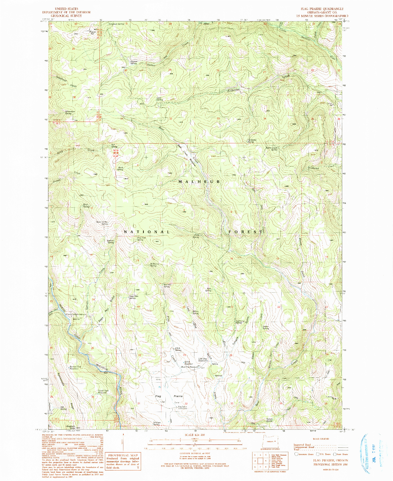 USGS 1:24000-SCALE QUADRANGLE FOR FLAG PRAIRIE, OR 1990