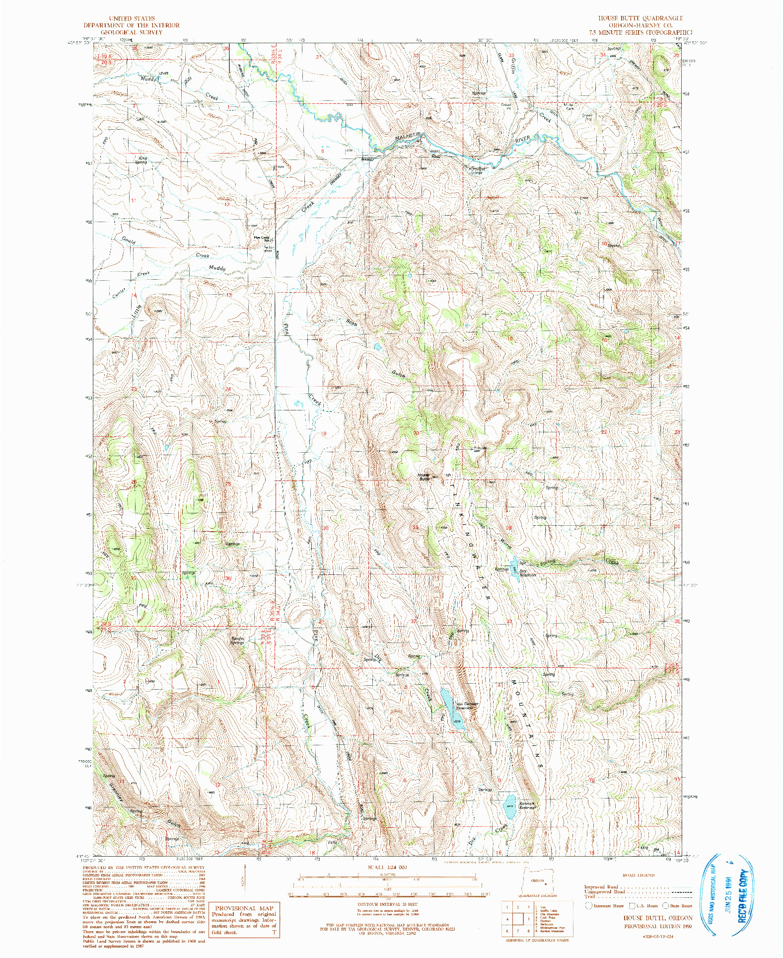 USGS 1:24000-SCALE QUADRANGLE FOR HOUSE BUTTE, OR 1990