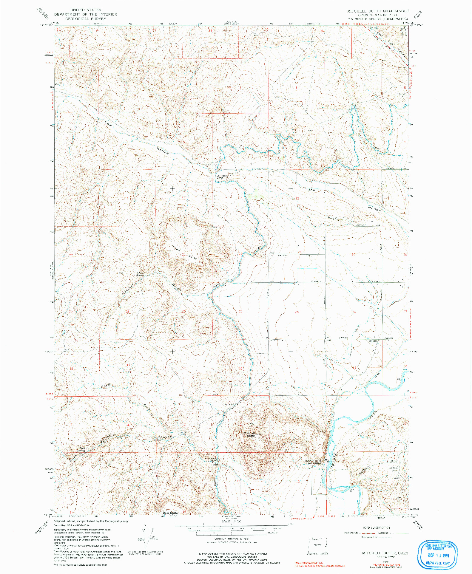 USGS 1:24000-SCALE QUADRANGLE FOR MITCHELL BUTTE, OR 1967