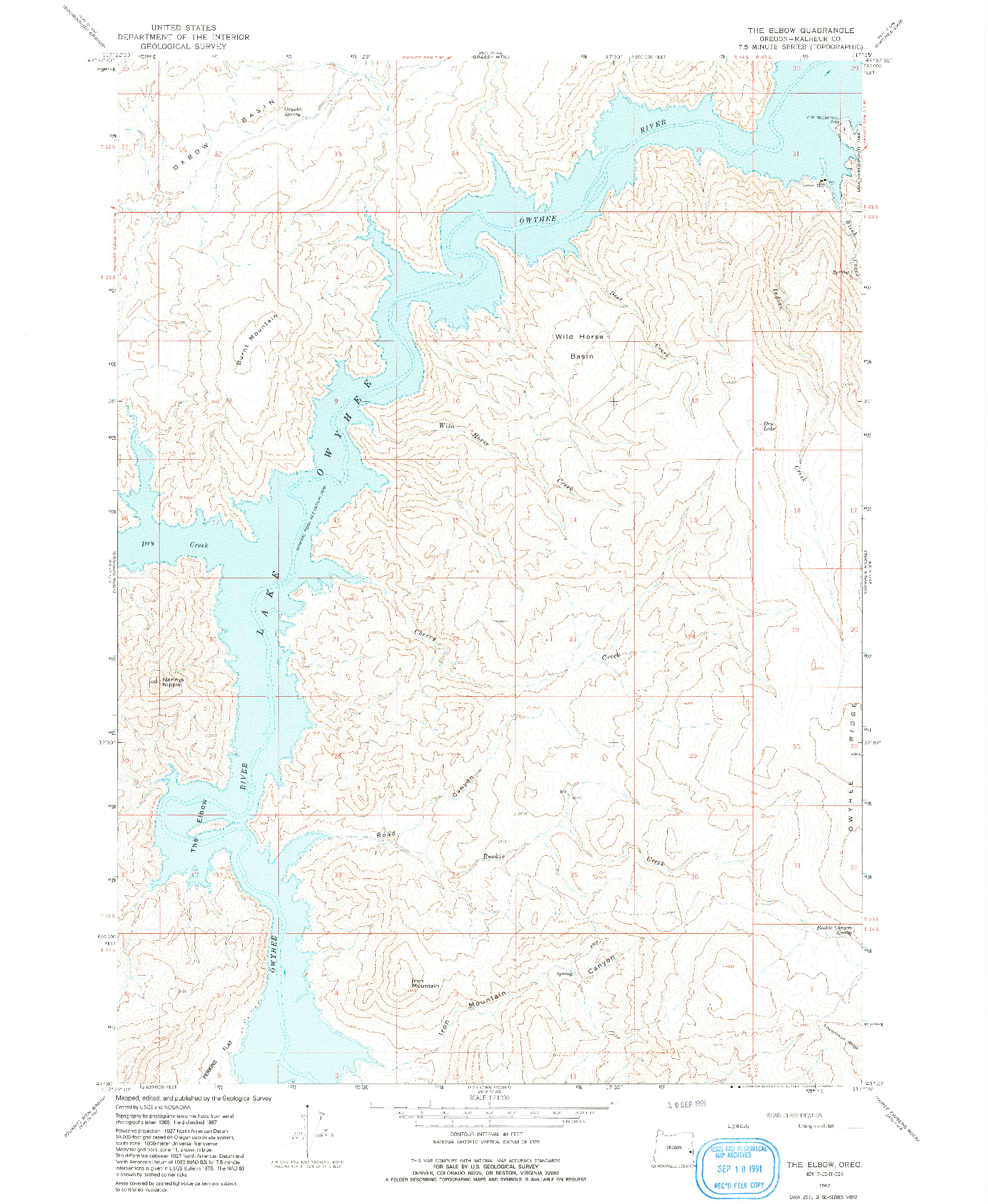 USGS 1:24000-SCALE QUADRANGLE FOR THE ELBOW, OR 1967