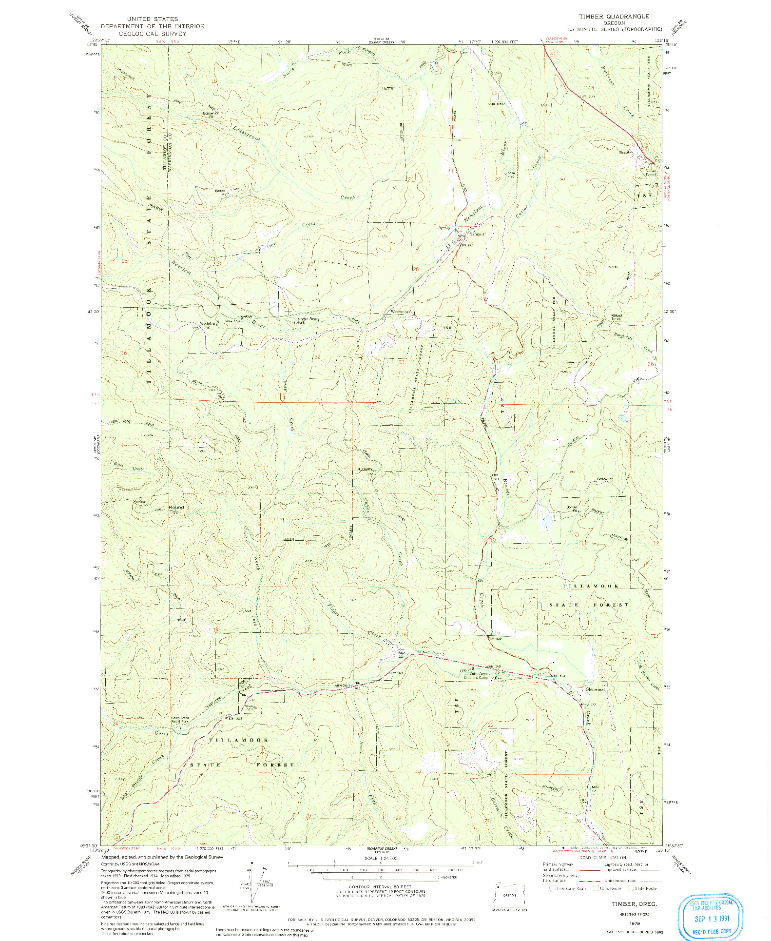 USGS 1:24000-SCALE QUADRANGLE FOR TIMBER, OR 1979