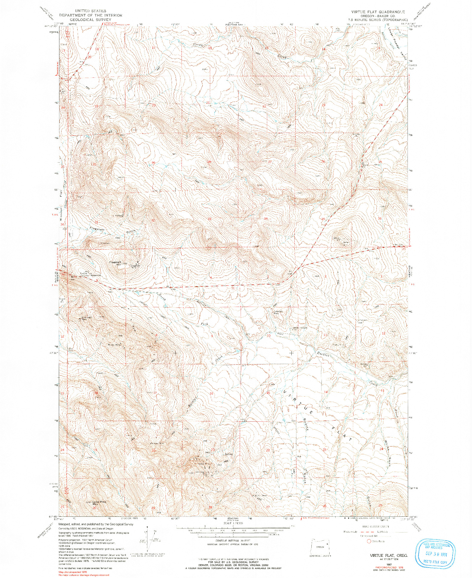 USGS 1:24000-SCALE QUADRANGLE FOR VIRTUE FLAT, OR 1967