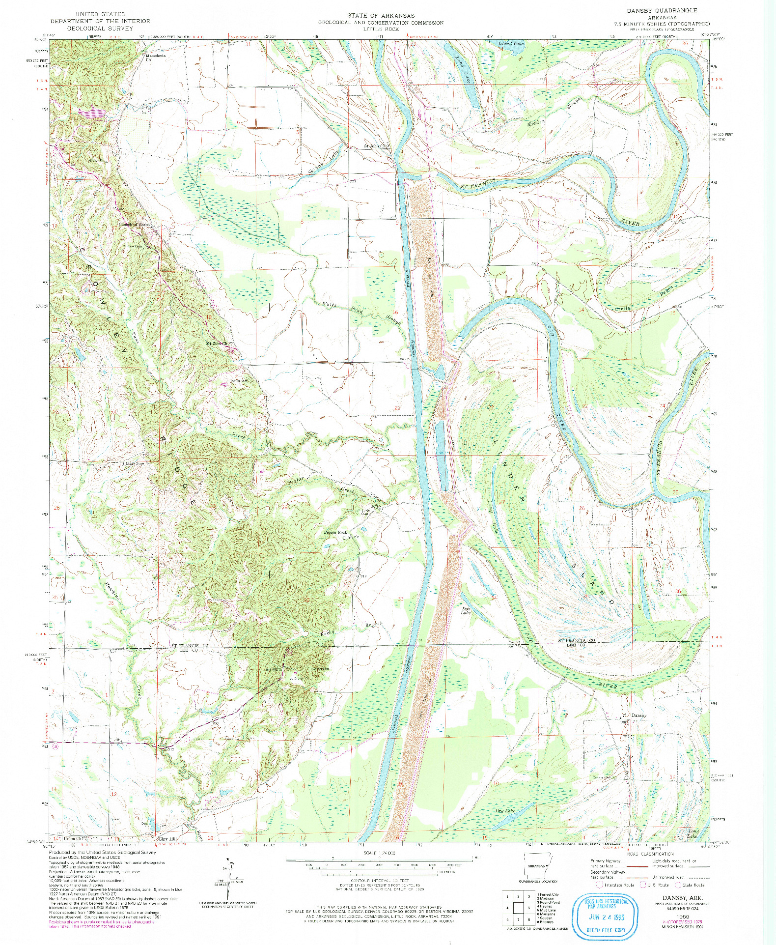 USGS 1:24000-SCALE QUADRANGLE FOR DANSBY, AR 1959