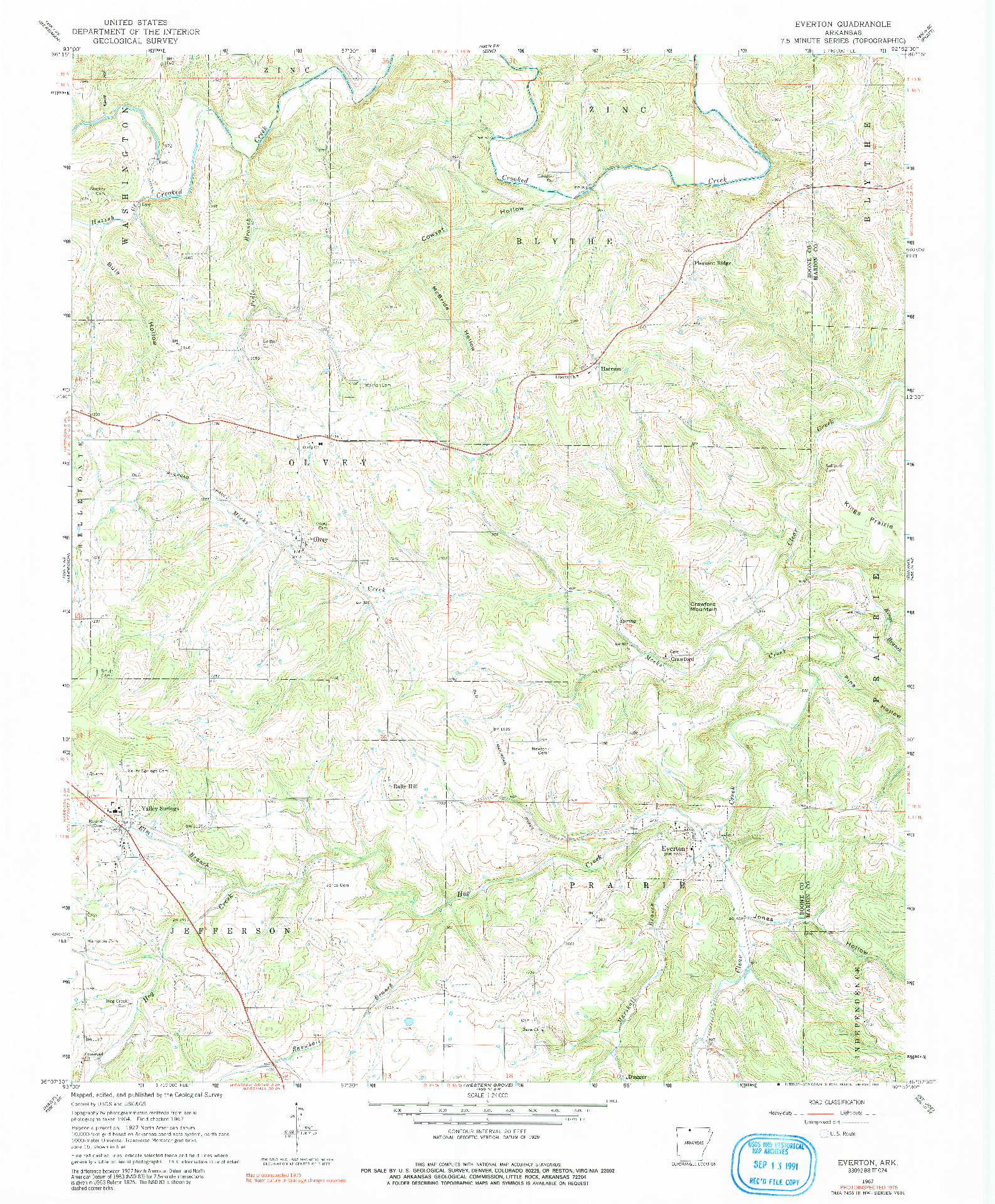 USGS 1:24000-SCALE QUADRANGLE FOR EVERTON, AR 1967