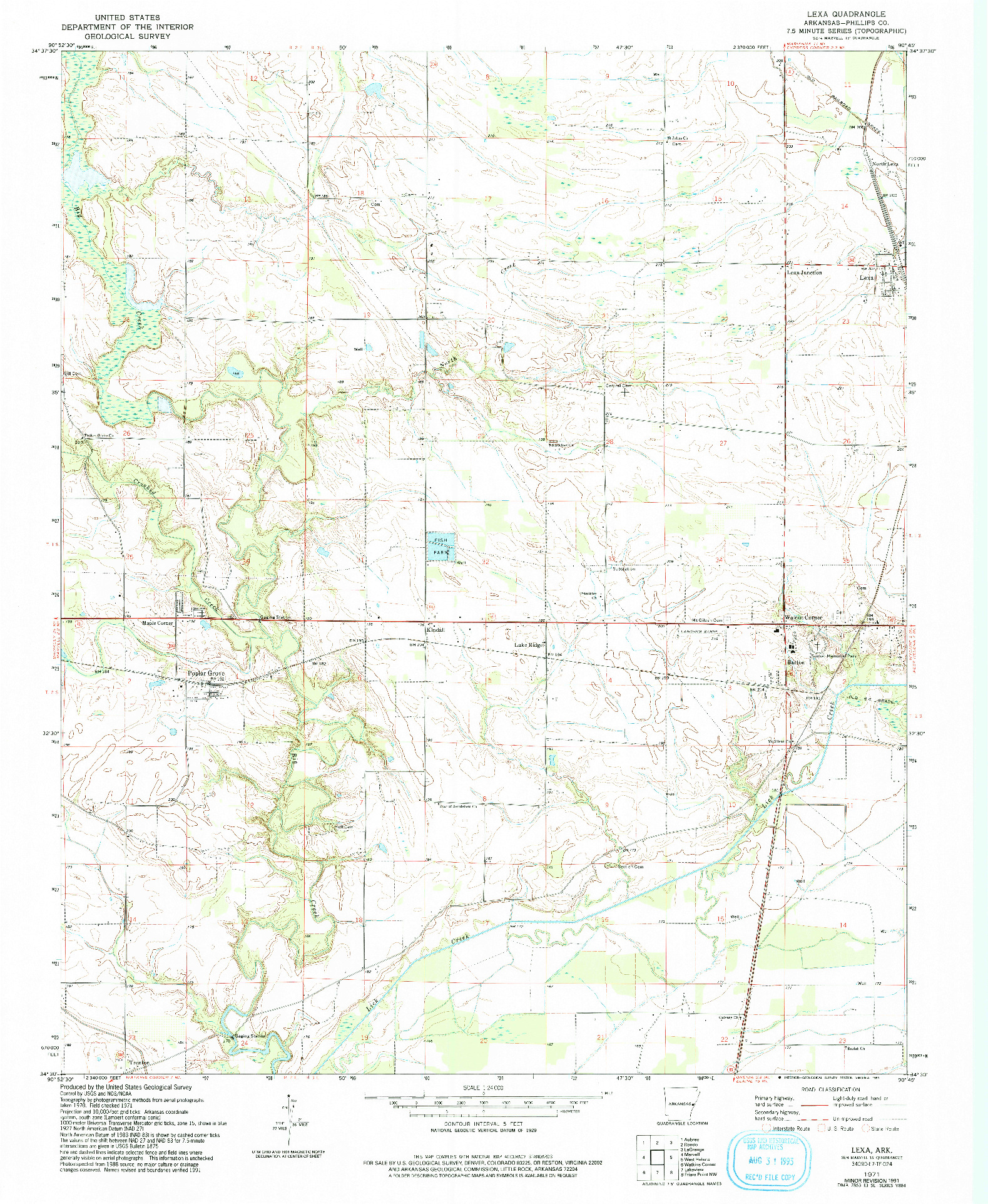 USGS 1:24000-SCALE QUADRANGLE FOR LEXA, AR 1971